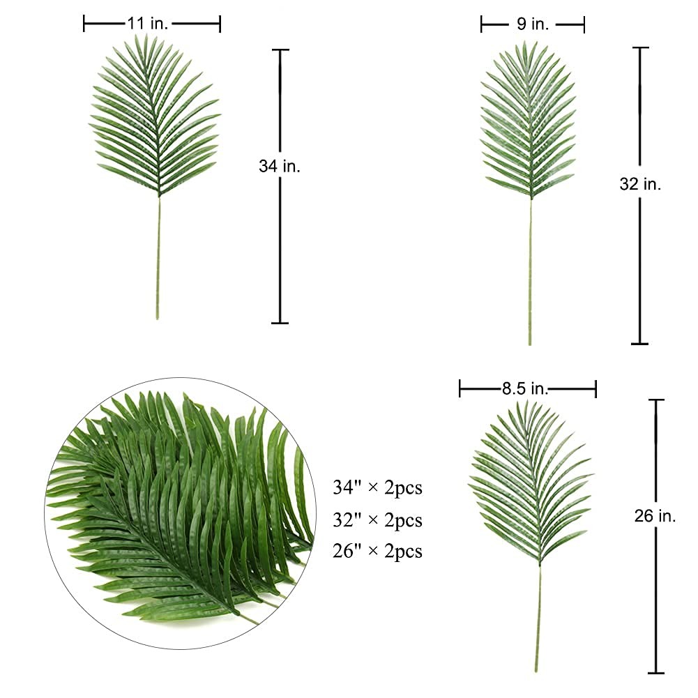 Large Artificial Palm Leaves Palm Fronds Tropical Leaves Areca Palm Branches …