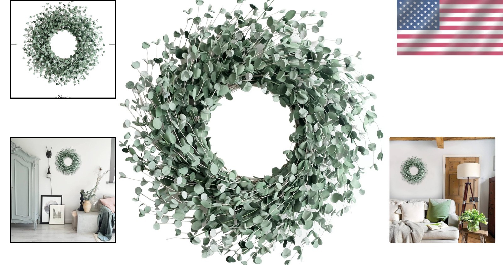 Luxurious 24 Inch Greenery Wreath for Indoor/Outdoor Use – Perfect Wedding Decor
