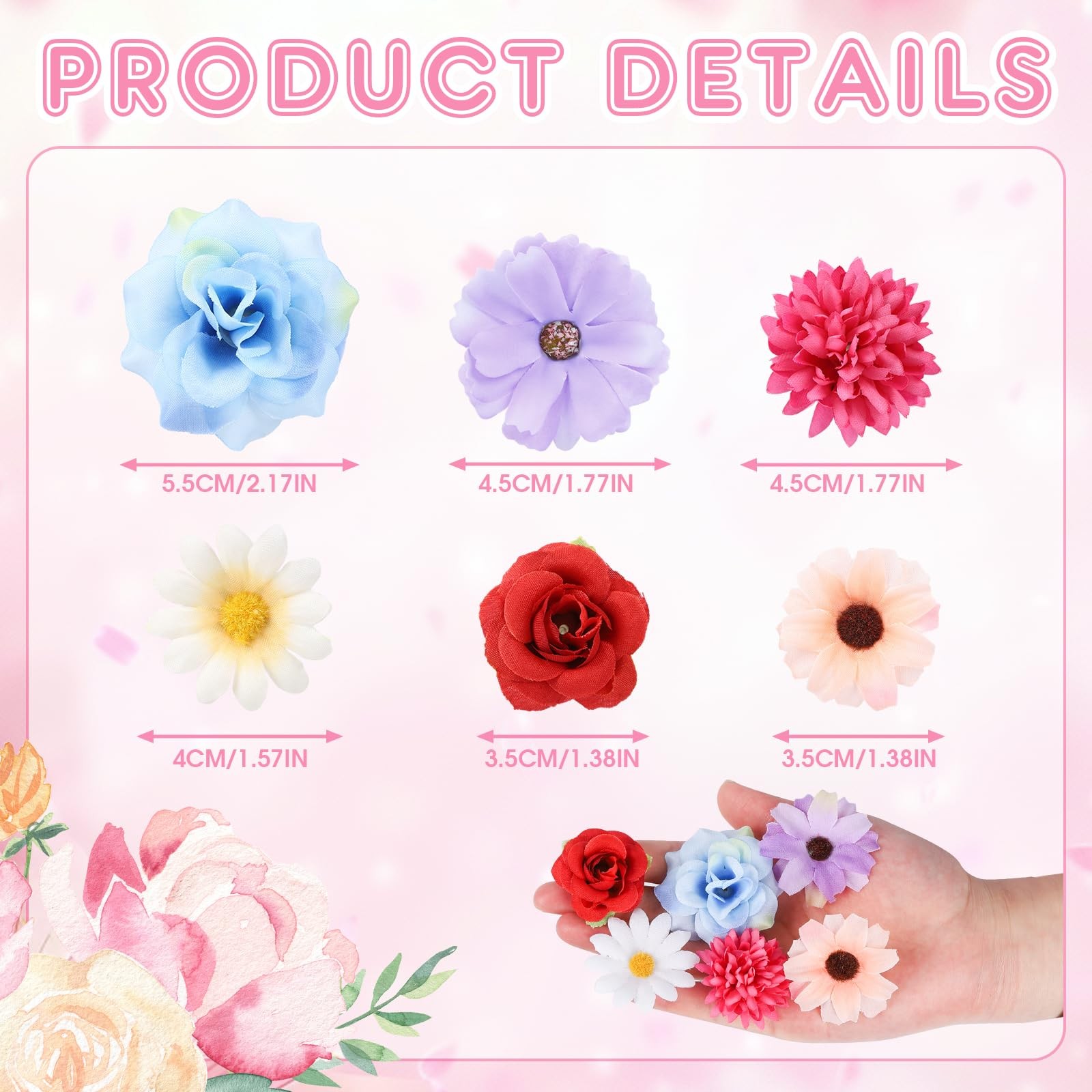 Small Fake Flower Heads Mini Silk Flower Bulk Artificial Rose Daisy Hydrangea…
