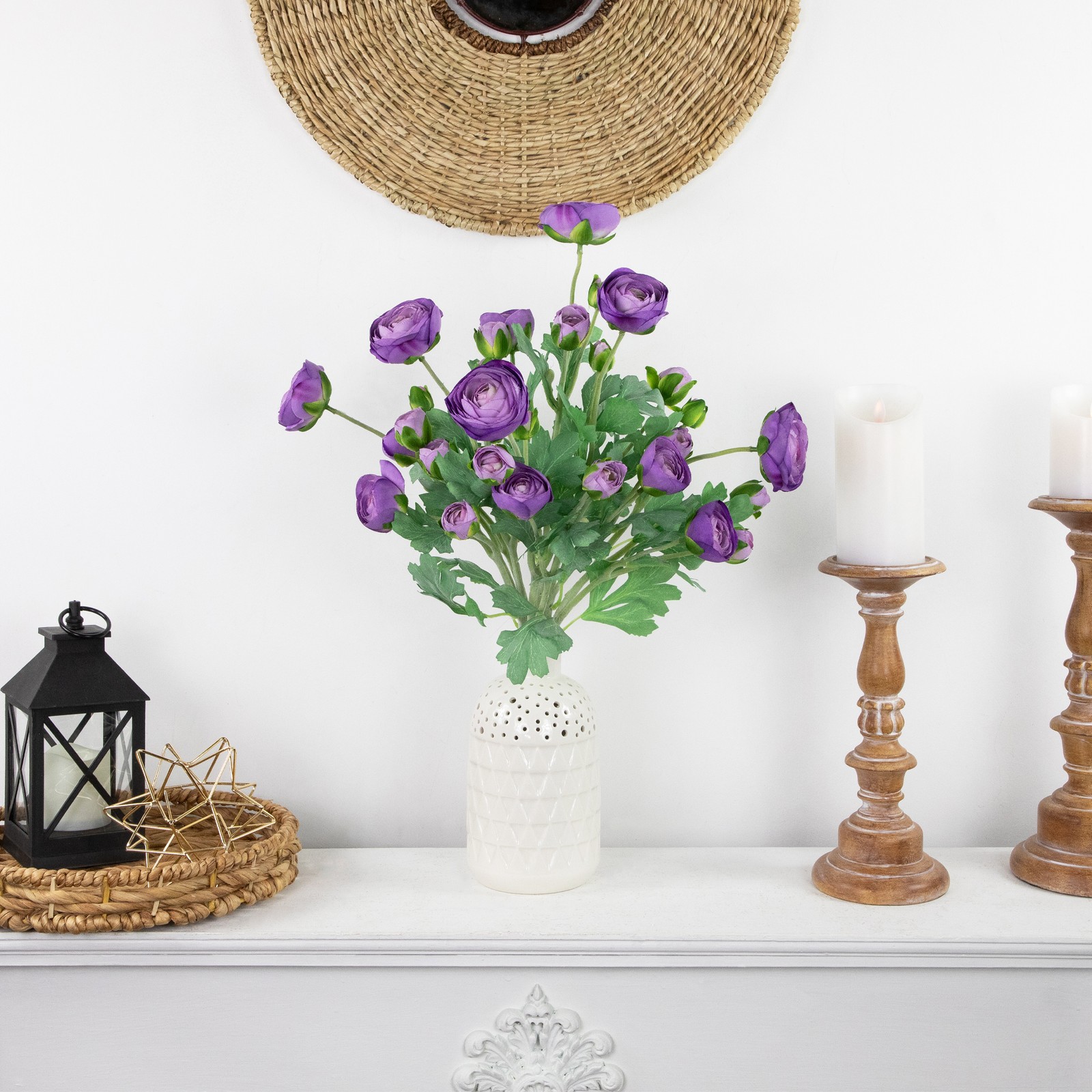 Northlight Real Touch™ Purple Ranunculus Artificial Floral Sprays Set of 6 – 21″