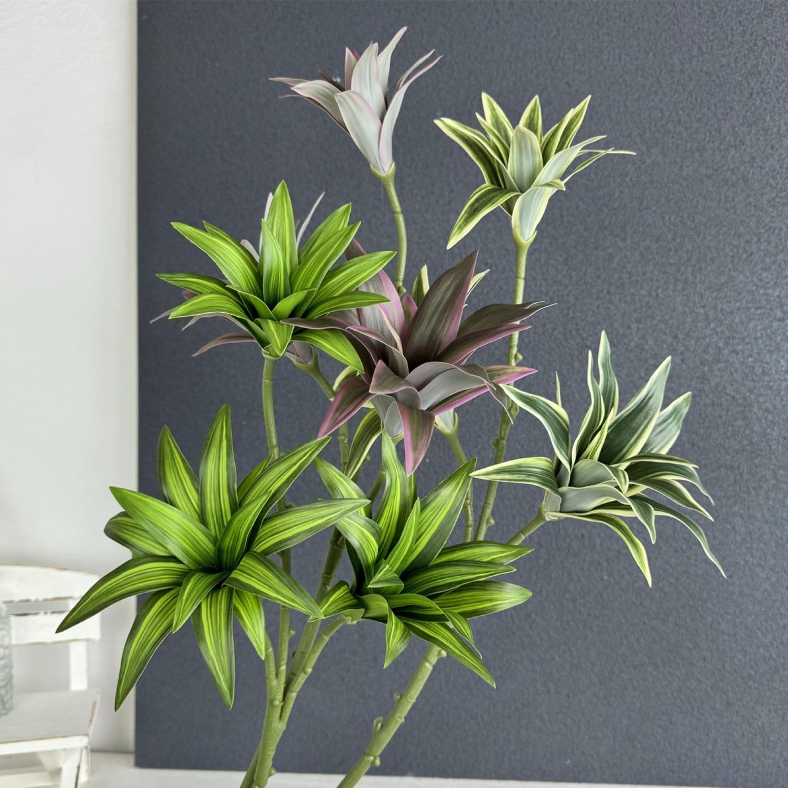Artificial Plants, Fake Dracaena Plant Indoor Outdoor Bonsai Decor Faux Green…