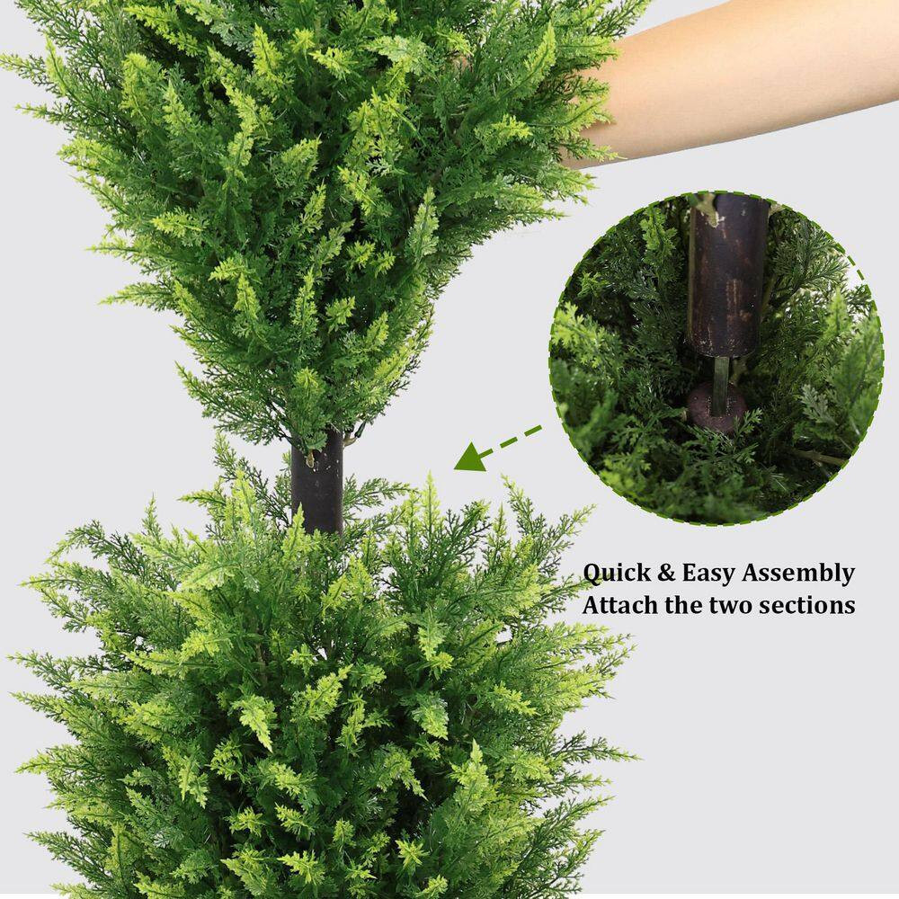 3 Ft. Artificial Cedar Topiary Trees for Outdoor Front Porch Decor in Pot 2-Pack