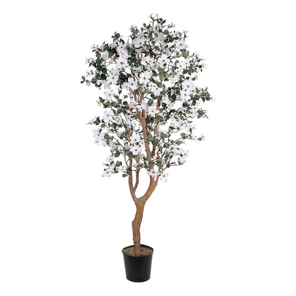 Pemberly Row 60″ Dogwood Silk Tree with 1121 Leaves in White/Black