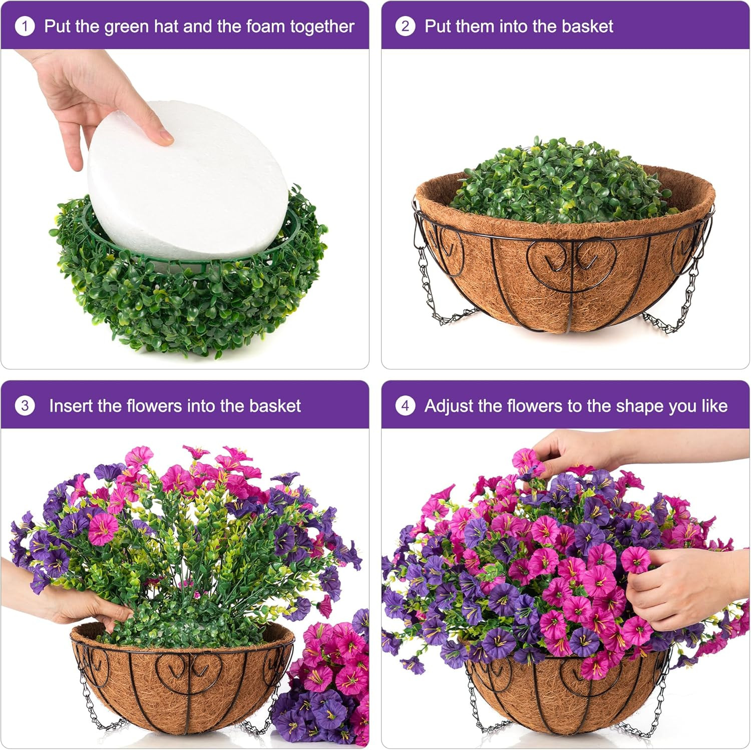 UV Resistant Faux Morning Glory Hanging Flowers for Outdoor Decor