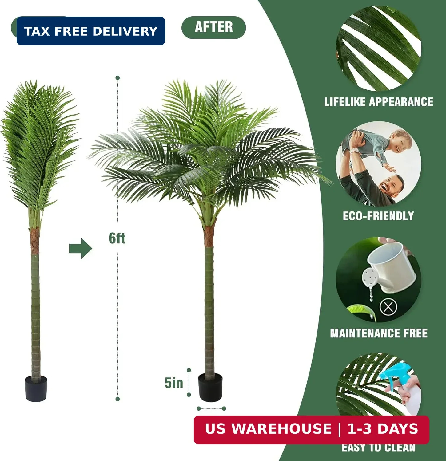 Palm Tree Artificial Tropical Plant 6FT Tall Faux Plants Indoor Fake Floor Plant