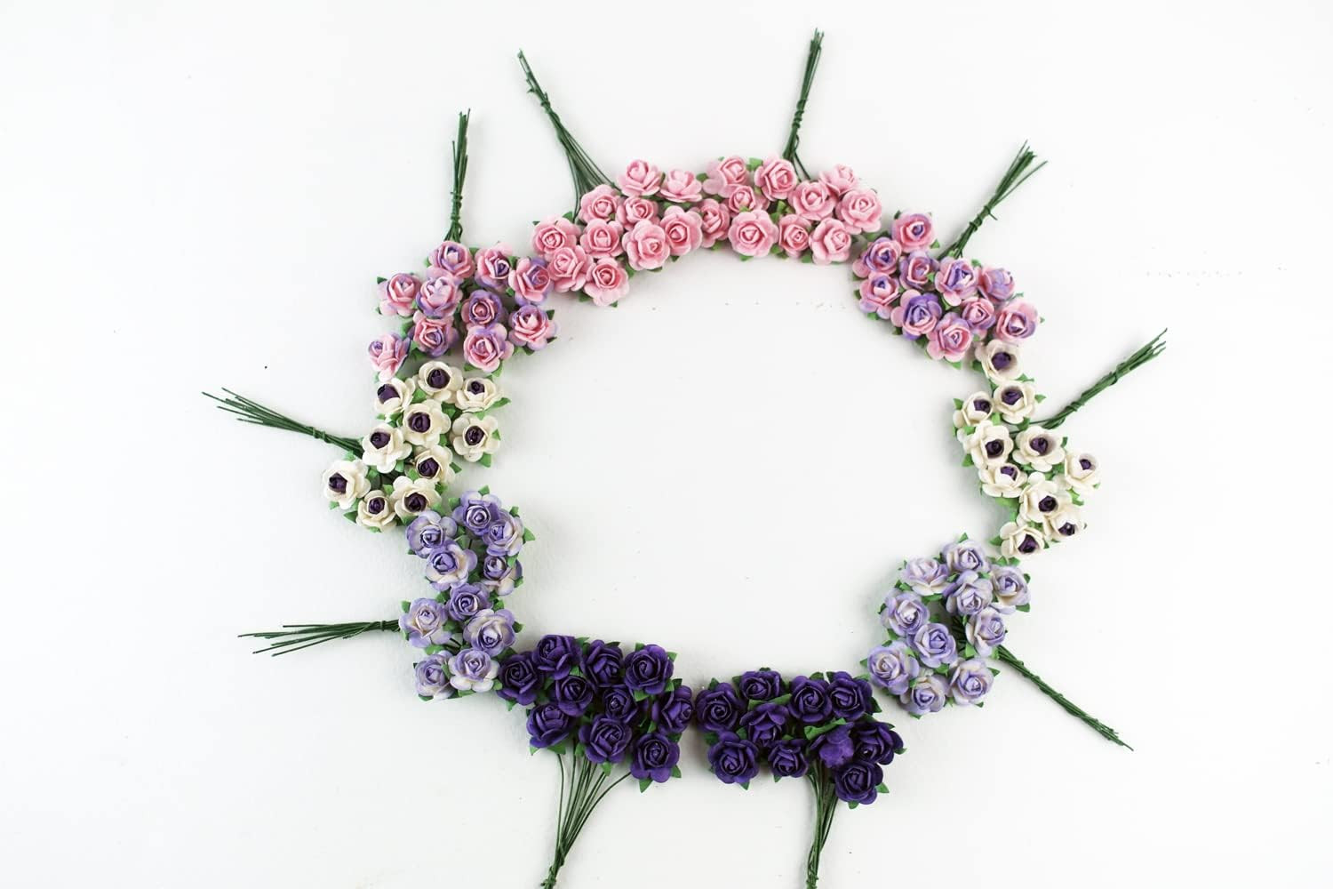 100 pcs Mini Rose Mixed Violoet Two Tone Color Mulberry Paper Flower 15-18 mm…