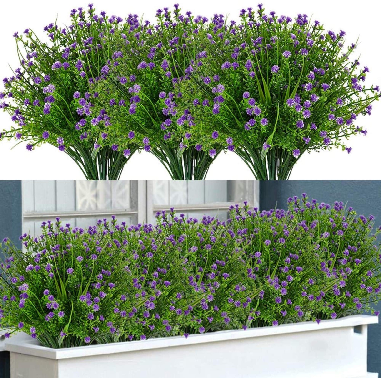 Outdoor Indoor Artificial Flowers Baby Breath Fake Flowers UV Resistant Purple