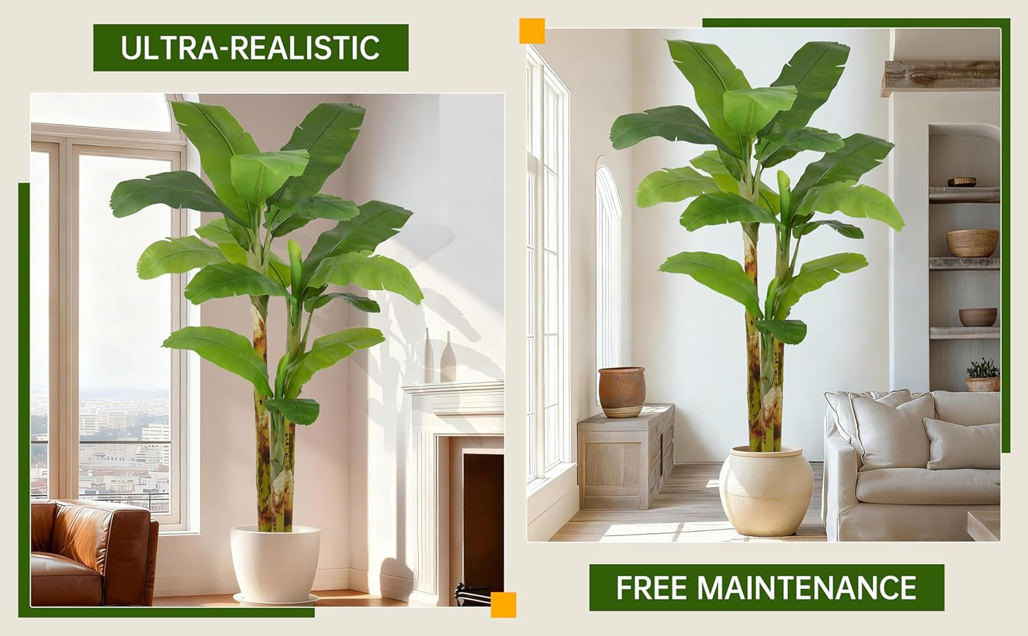 Lifelike 8FT Artificial Banana Tree with 18 Leaves for Home & Office Decor