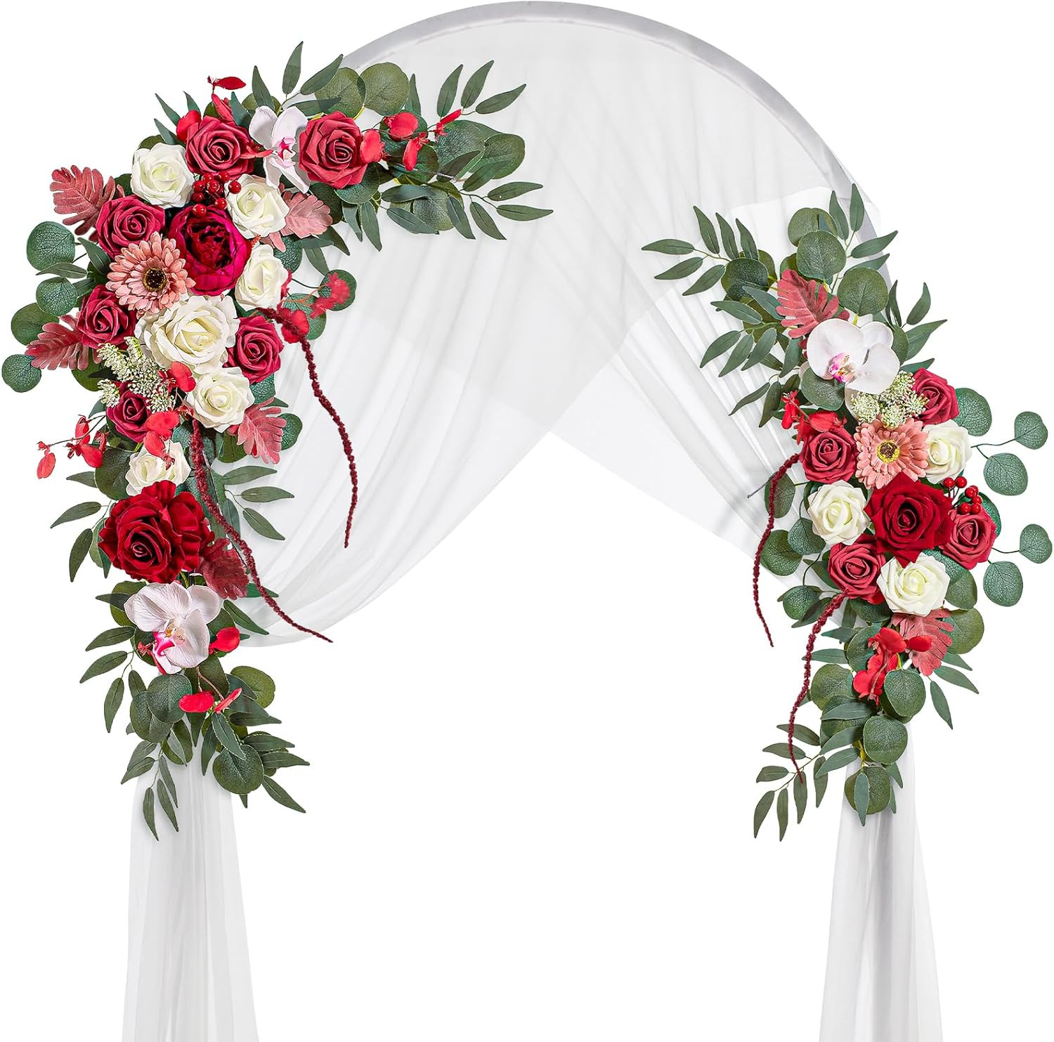 Elegant Wedding Arch Flowers & Chiffon Table Runner – 3 Piece Set