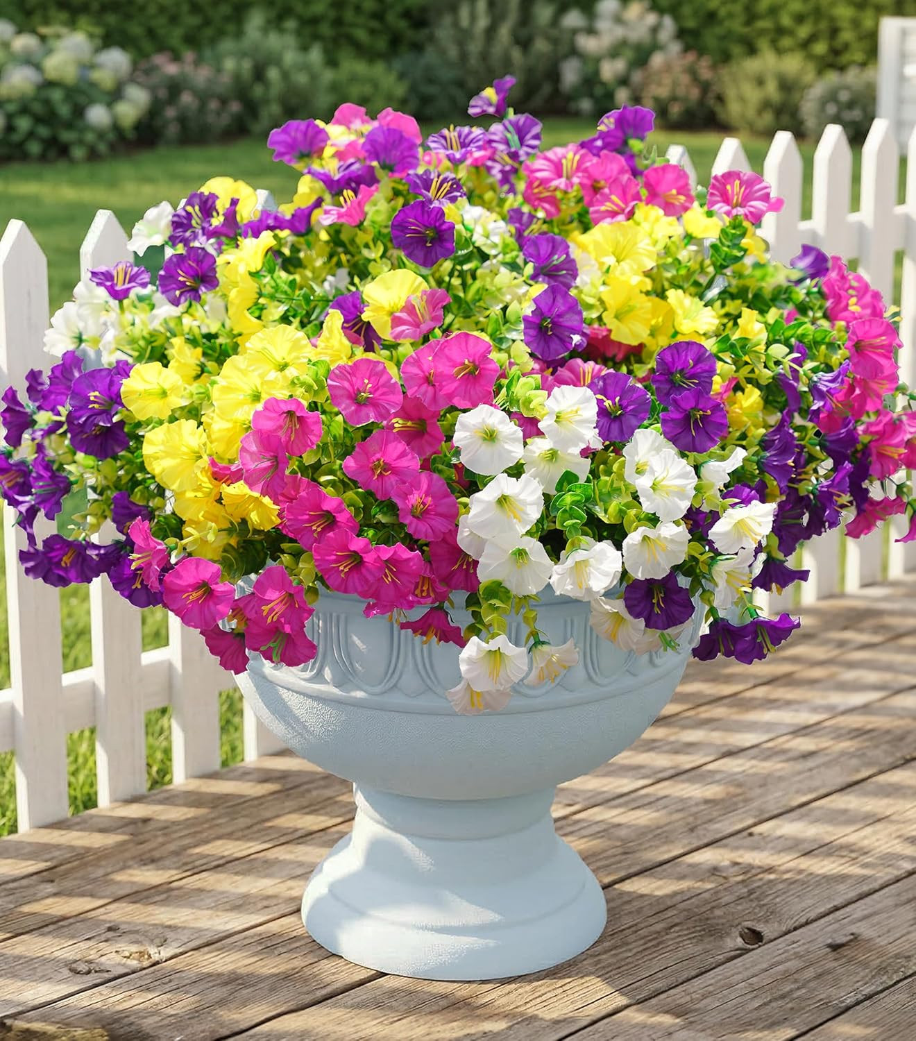 Artificial Flowers Fake Plants for Outdoors Decoration, 12 Bundles Silk Morning