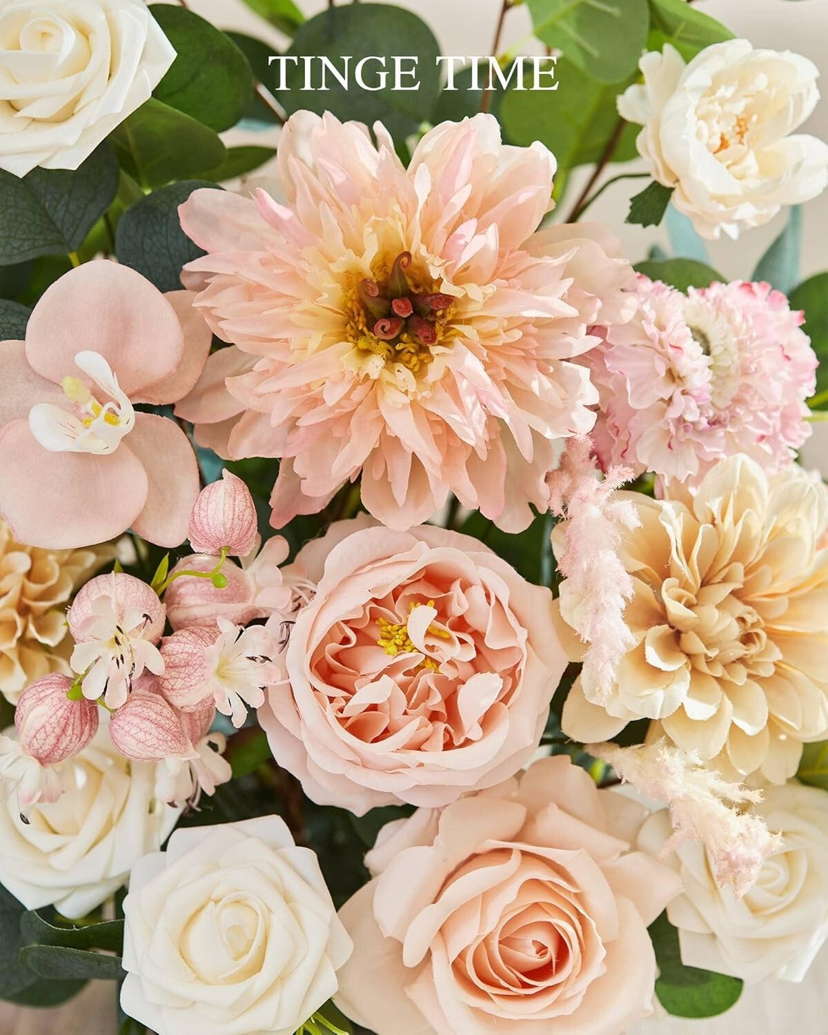 TINGE TIME Free-Standing Artificial Flower Set of 2, with Rubber Pad