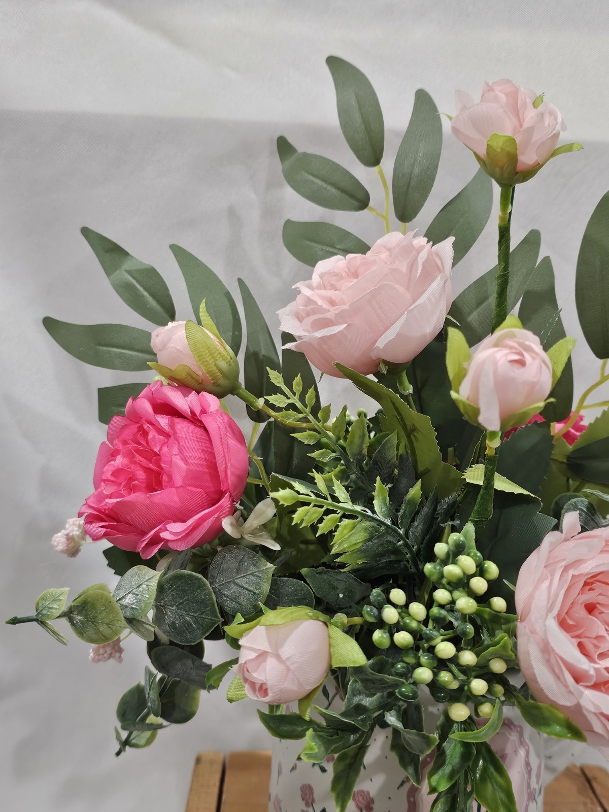 Artificial Pink Rose Flowers in beautiful FRIENSHIP CUP for special someone