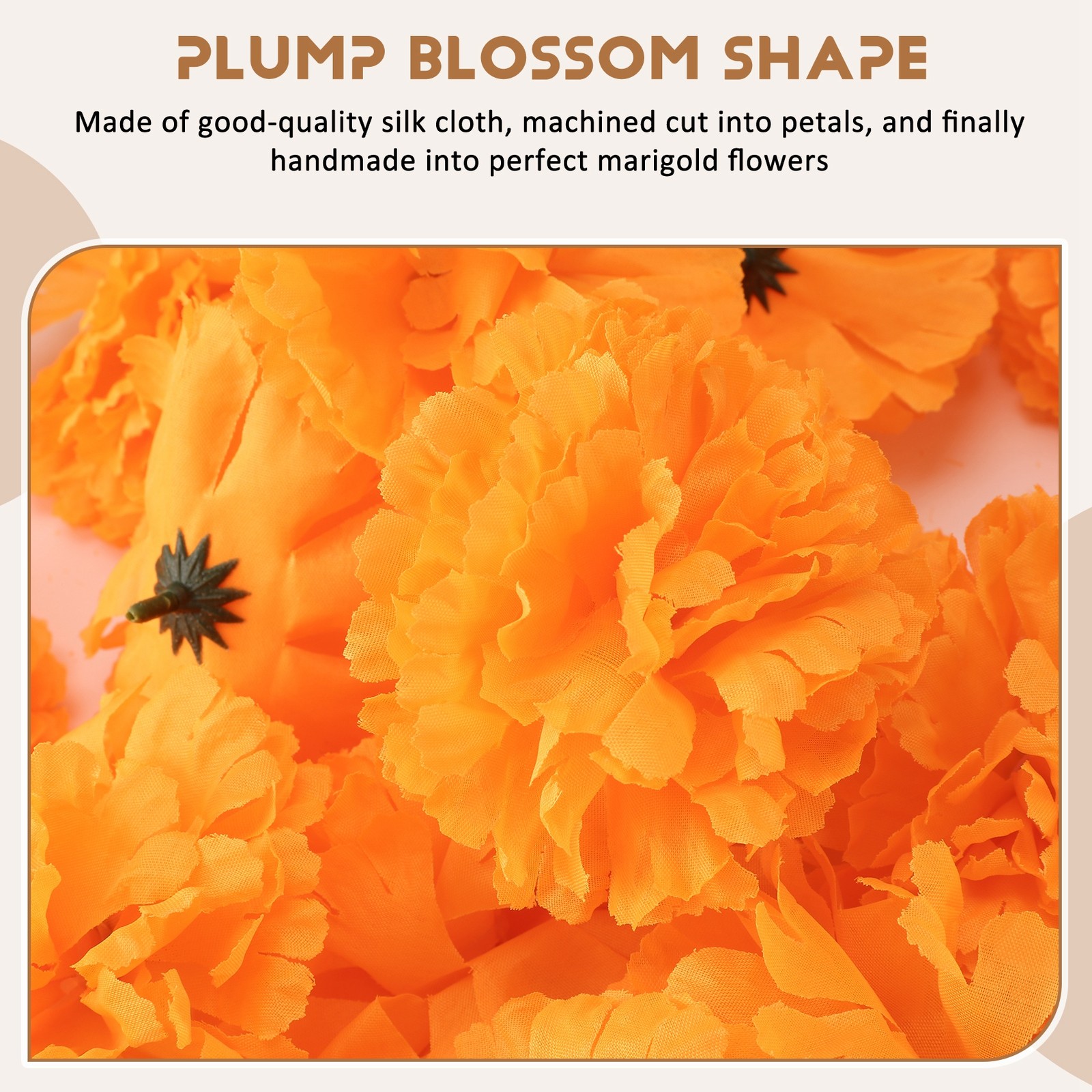 3.9inch Marigold Flowers Artificial Day of the Dead Flower 50Pcs Fake1340