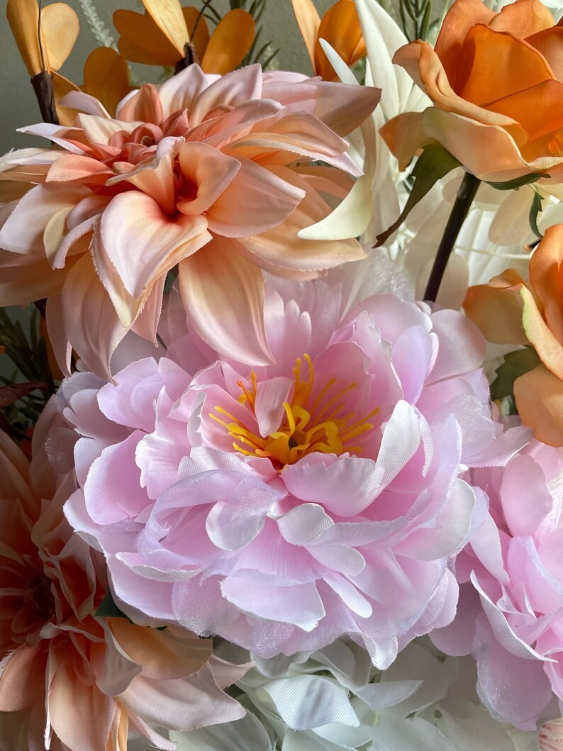 Chic Pink Orange Centerpiece Home Decor Living Dining Room Bedroom Accent