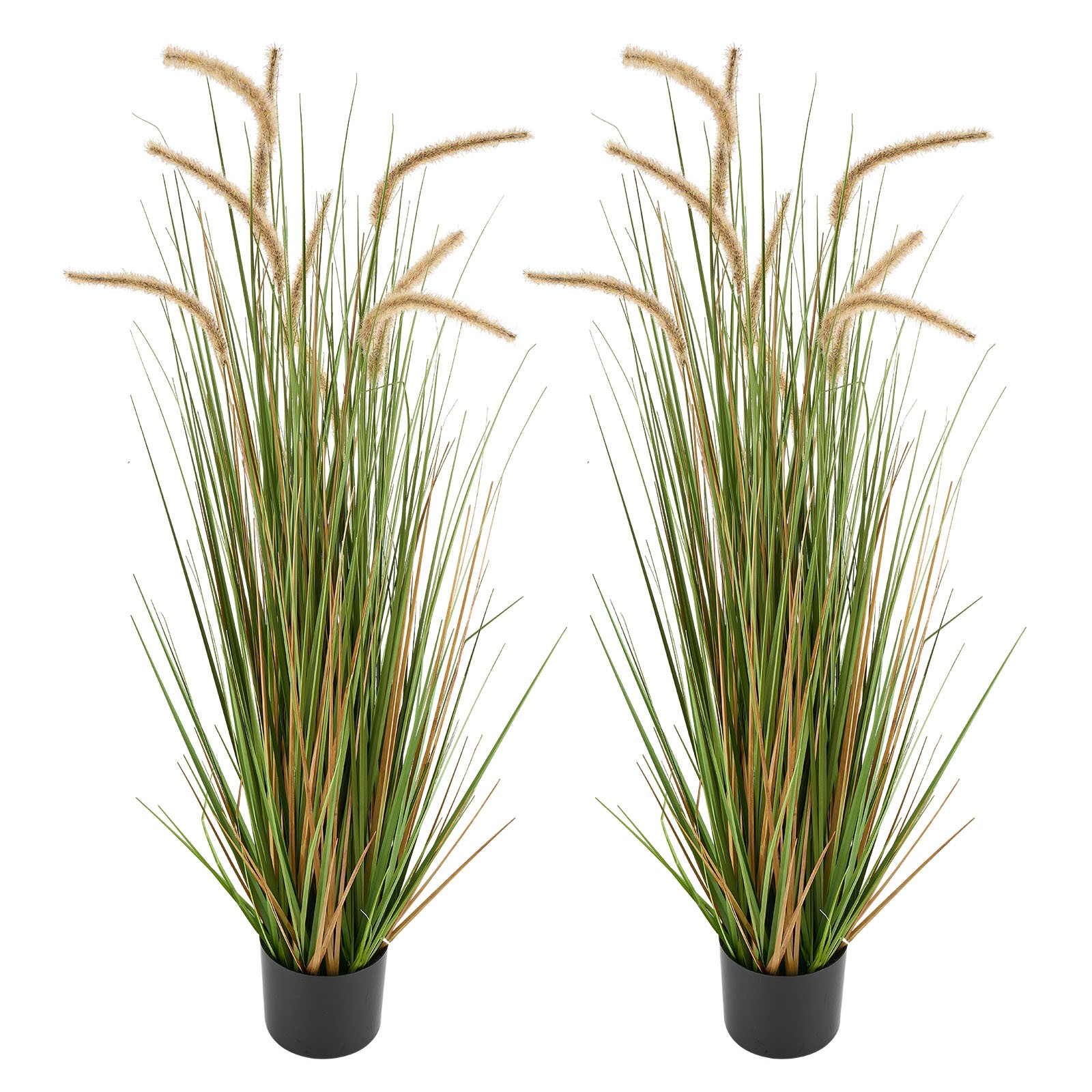 Uimoso Artificial Horsetail Reed Grass in Pot, 47-Inch, Set of 2, Green