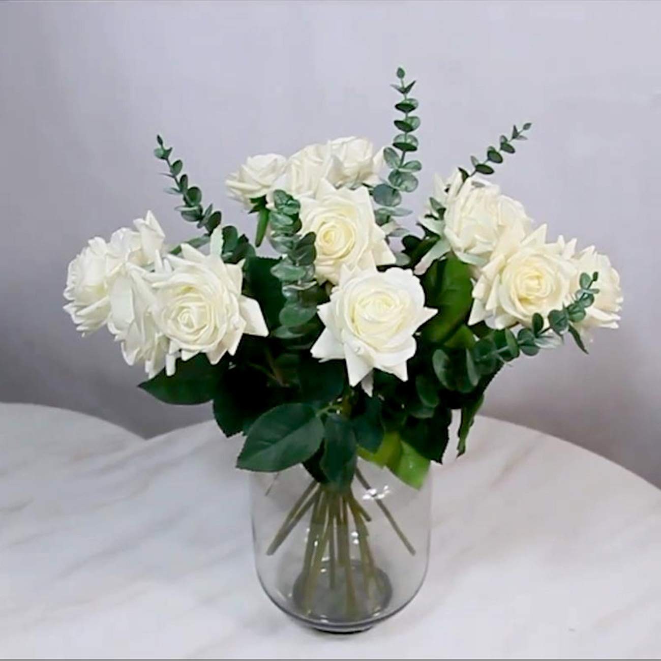Tinsow 5 Pcs Real Touch Leaf Artificial Eucalyptus Stem Faux Eucalyptuses