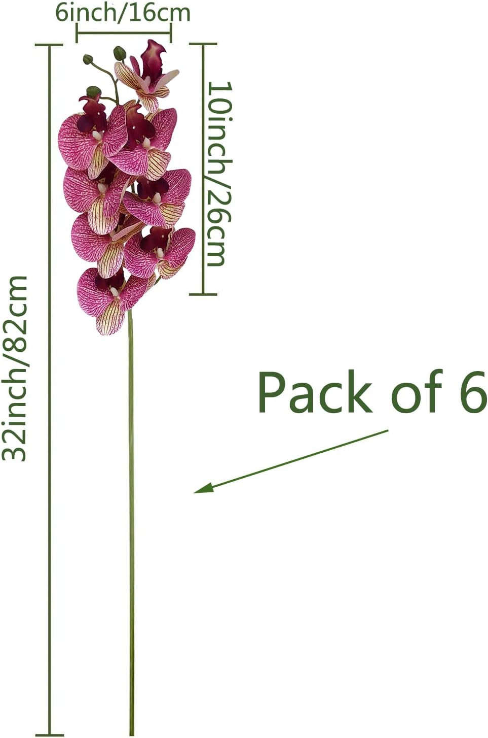 32 Inch Artificial Phalaenopsis Flowers 6 Pcs Artificial Orchid Flowers Stem Pla