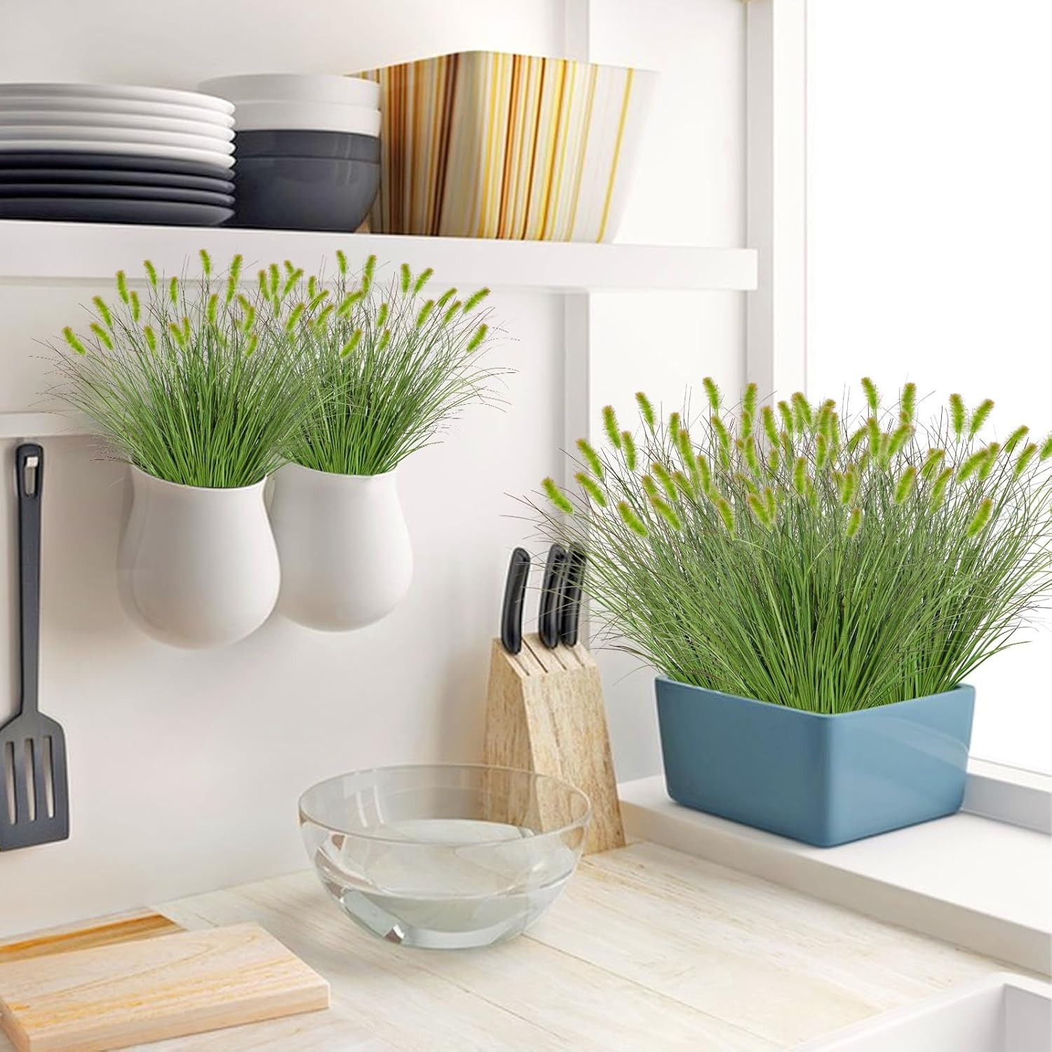 14PC Artificial Dog Tail Grass Plant UV Resistant Outdoor Ornamental Wheat Grass