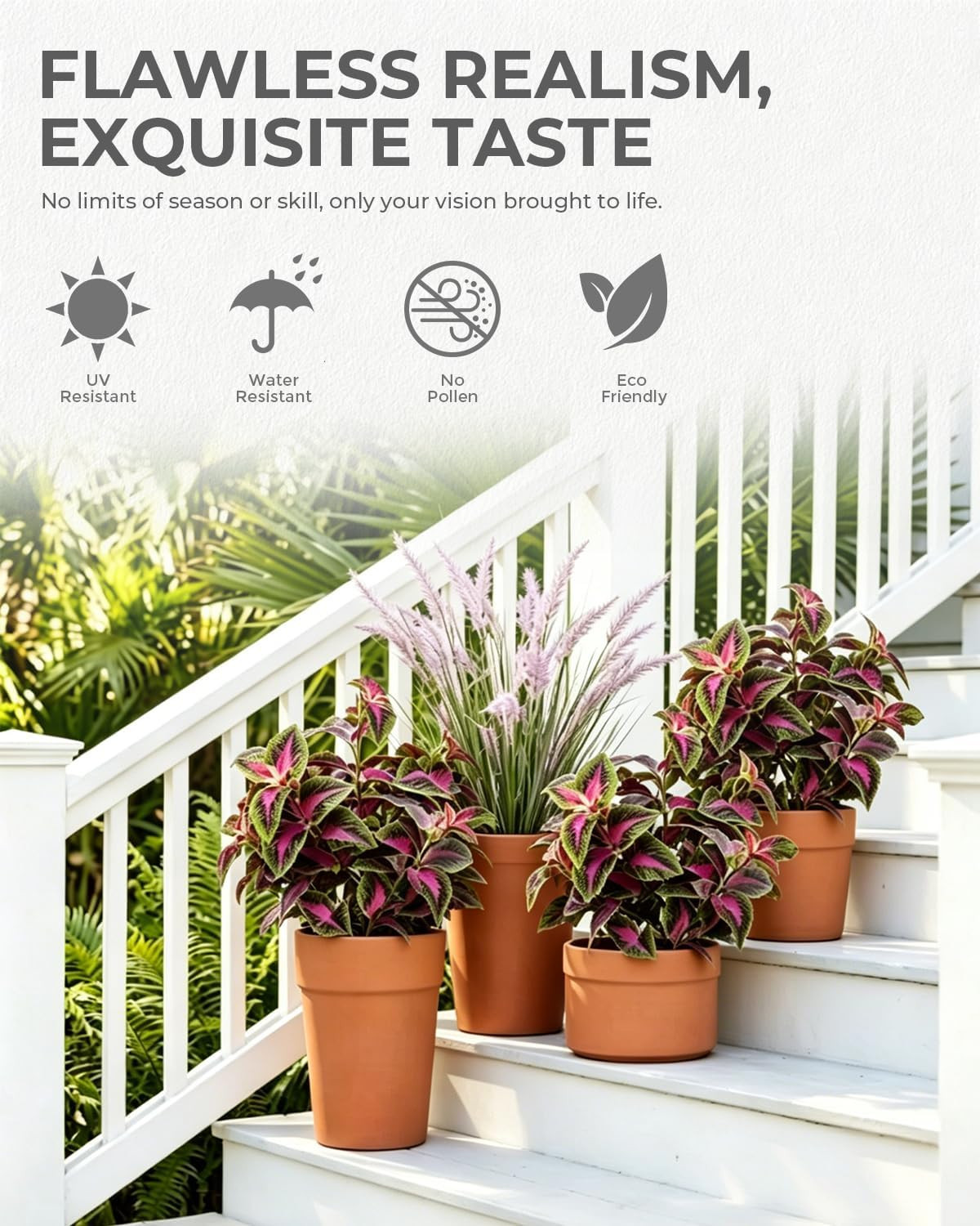 10 Pcs UV Resistant Faux Coleus Bush for Outdoor Decor & Hanging Baskets