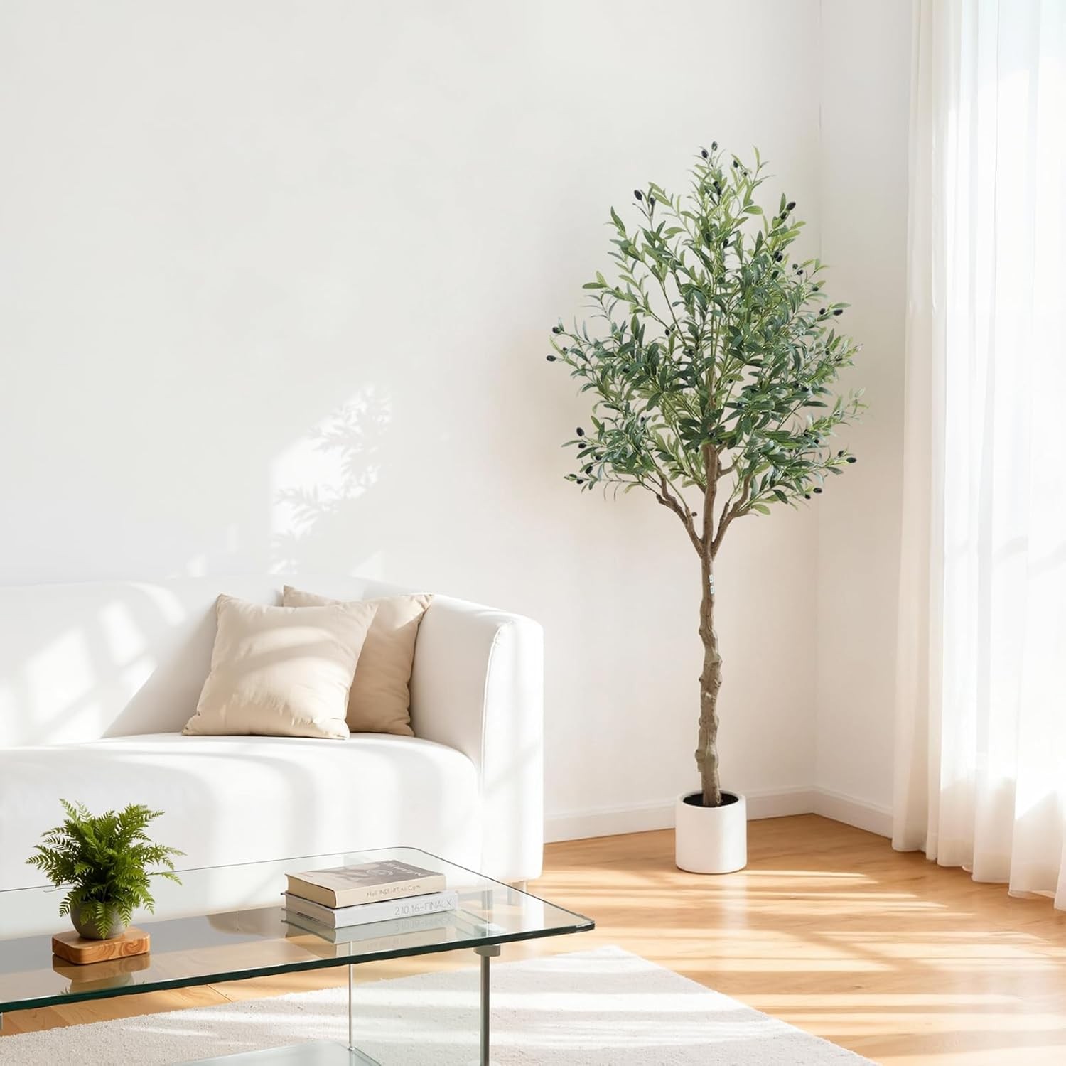 Artificial Olive Tree 5/6/7FT Tall Fake Plants with White Pot for Home Office
