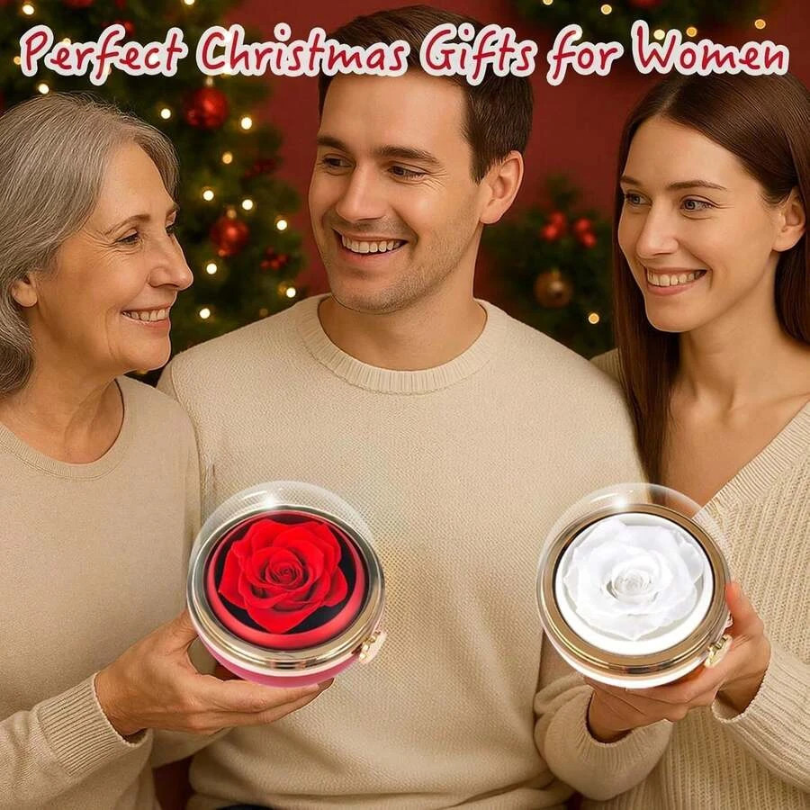 Rotating Preserved Rose Gift Box w/ “I Love You” Necklace