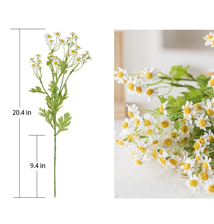 7 PCS 20.4 Inch Realistic Daisy Flowers Artificial Fake White Chamomile