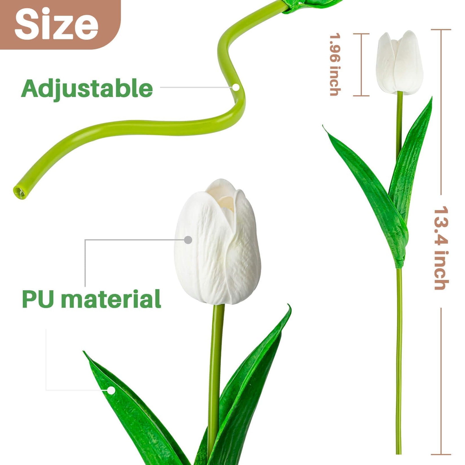 20PCS Artificial Tulips Flowers,Realistic and Real Touch Fake Tulips Bouquets
