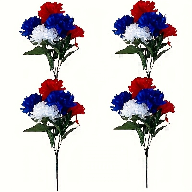 7-Stem Artificial Lilac Bouquet Silk Faux Flowers for July 4th Independence Day