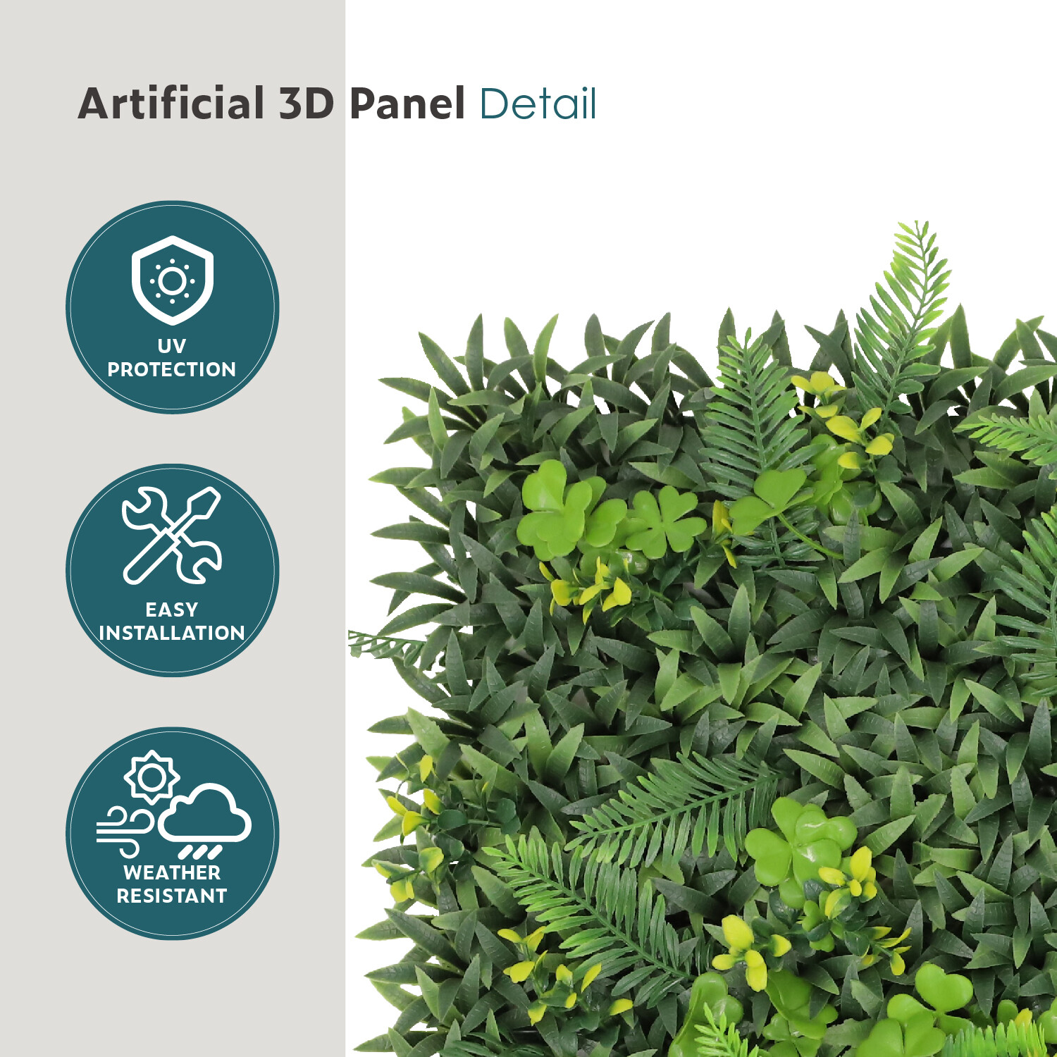 20″ Artificial Leaf Mat #11 3D Mixed Wall Hedge Decor Privacy Fence Panel Grass