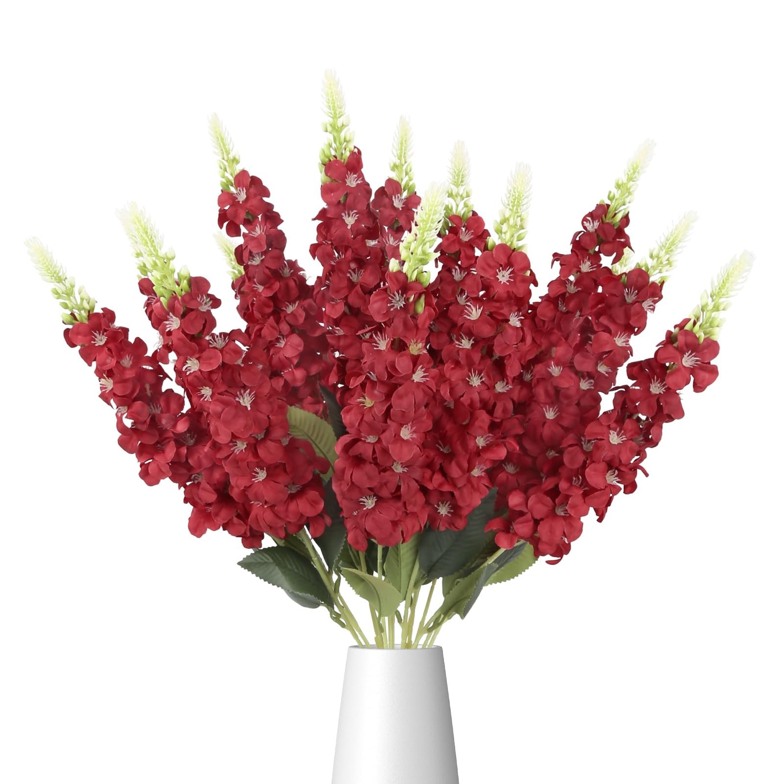 3PCS Artificial Delphinium Flowers Faux Snapdragon 21.65” Fake Hyacinth Red S…