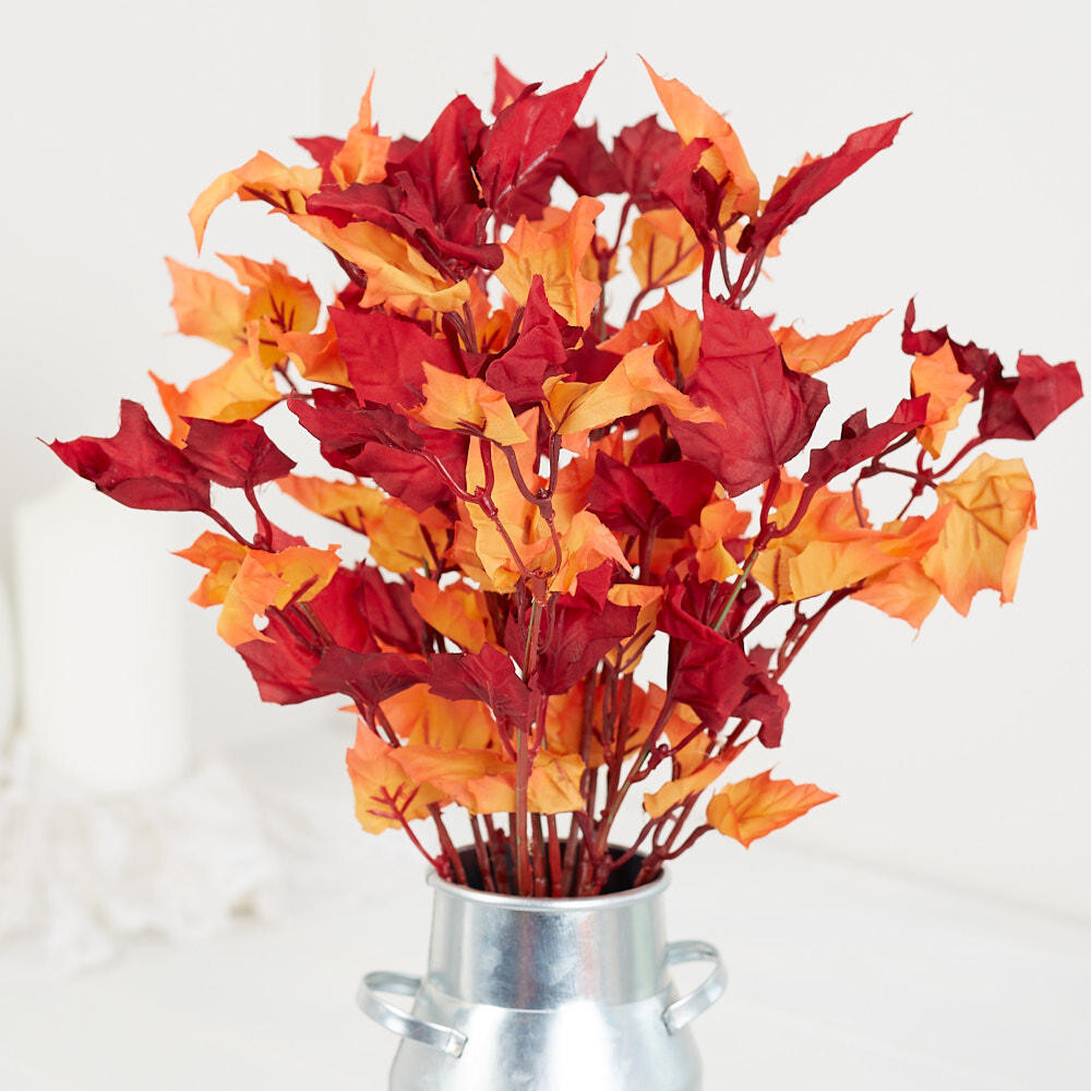 Set of 4 Artificial Autumn Colored Leaf 15″ Spray Bushes