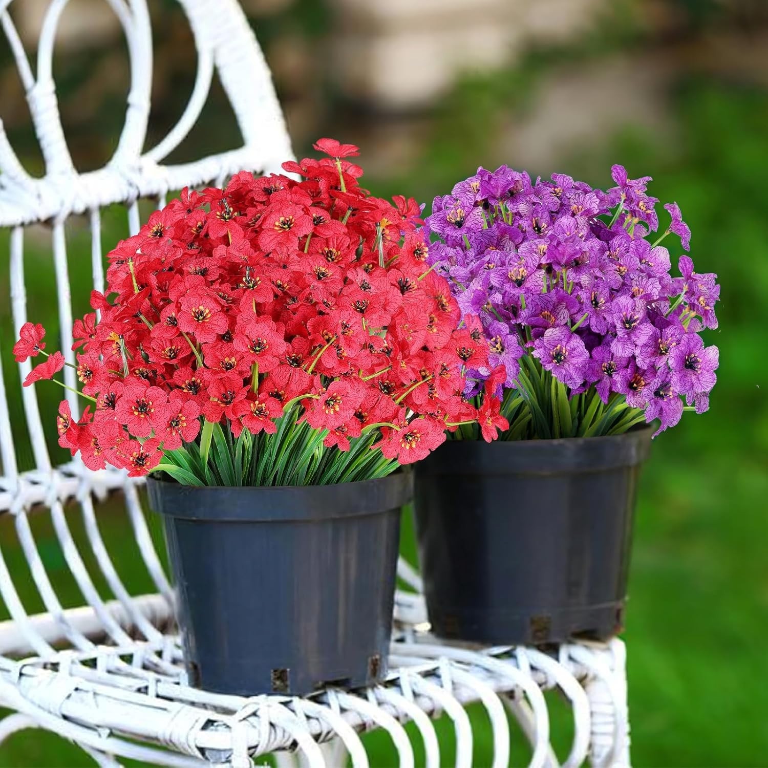 Vibrant Eco-Friendly Faux Flowers: 24 Bundles for Lasting Indoor/Outdoor Beauty