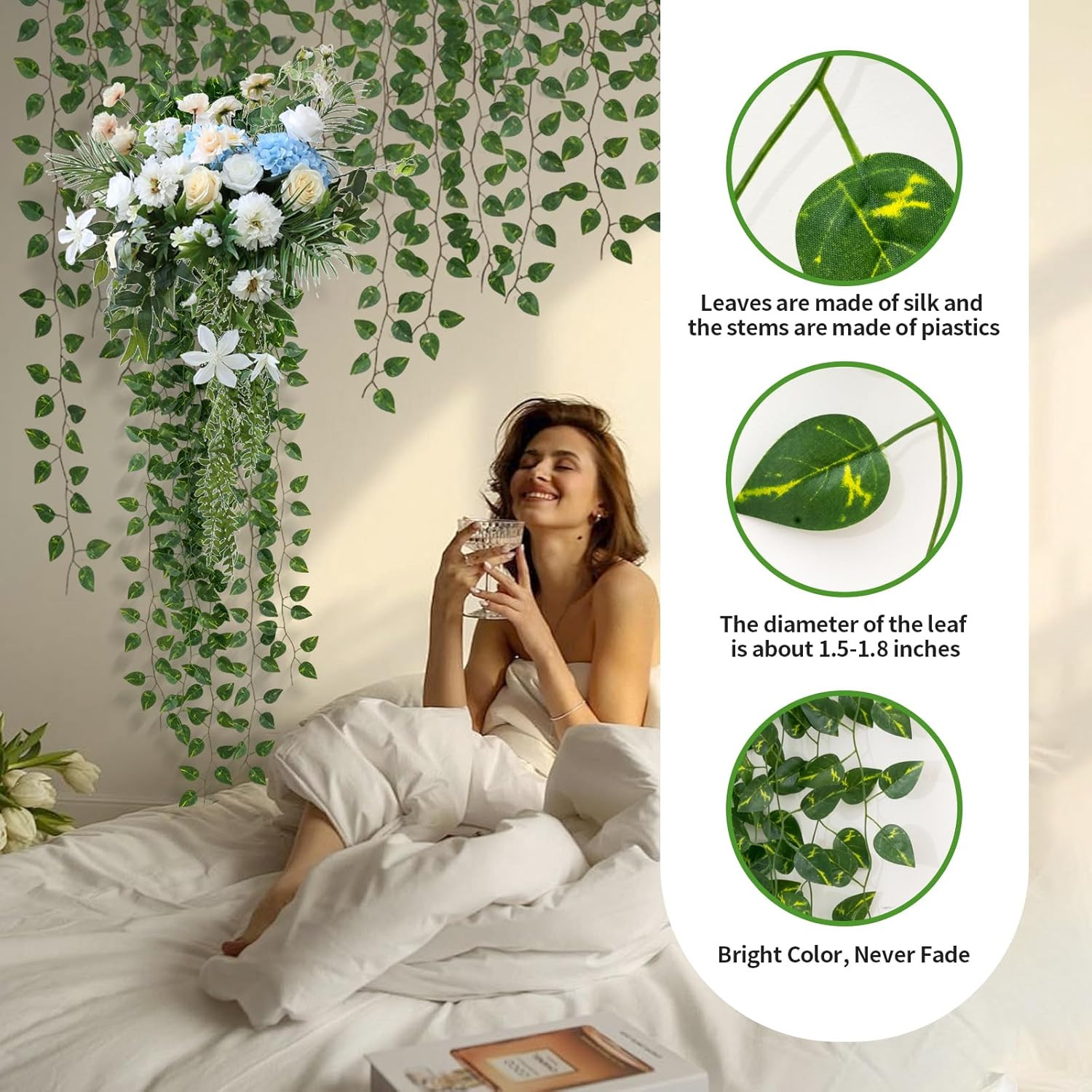 12 Pack 86Ft Fake Plants Artificial Vines for Room Decor, Faux ivy Greenery Garl
