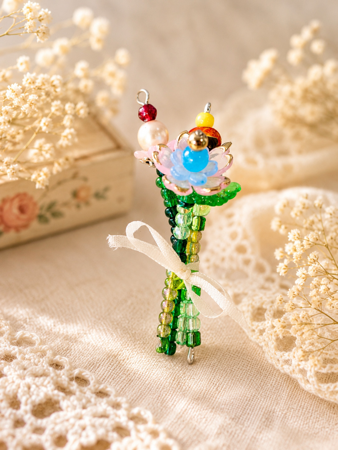Mini Beaded Flower Bouquet | Handmade Bead Flower Arrangement | Tiny Floral Gift