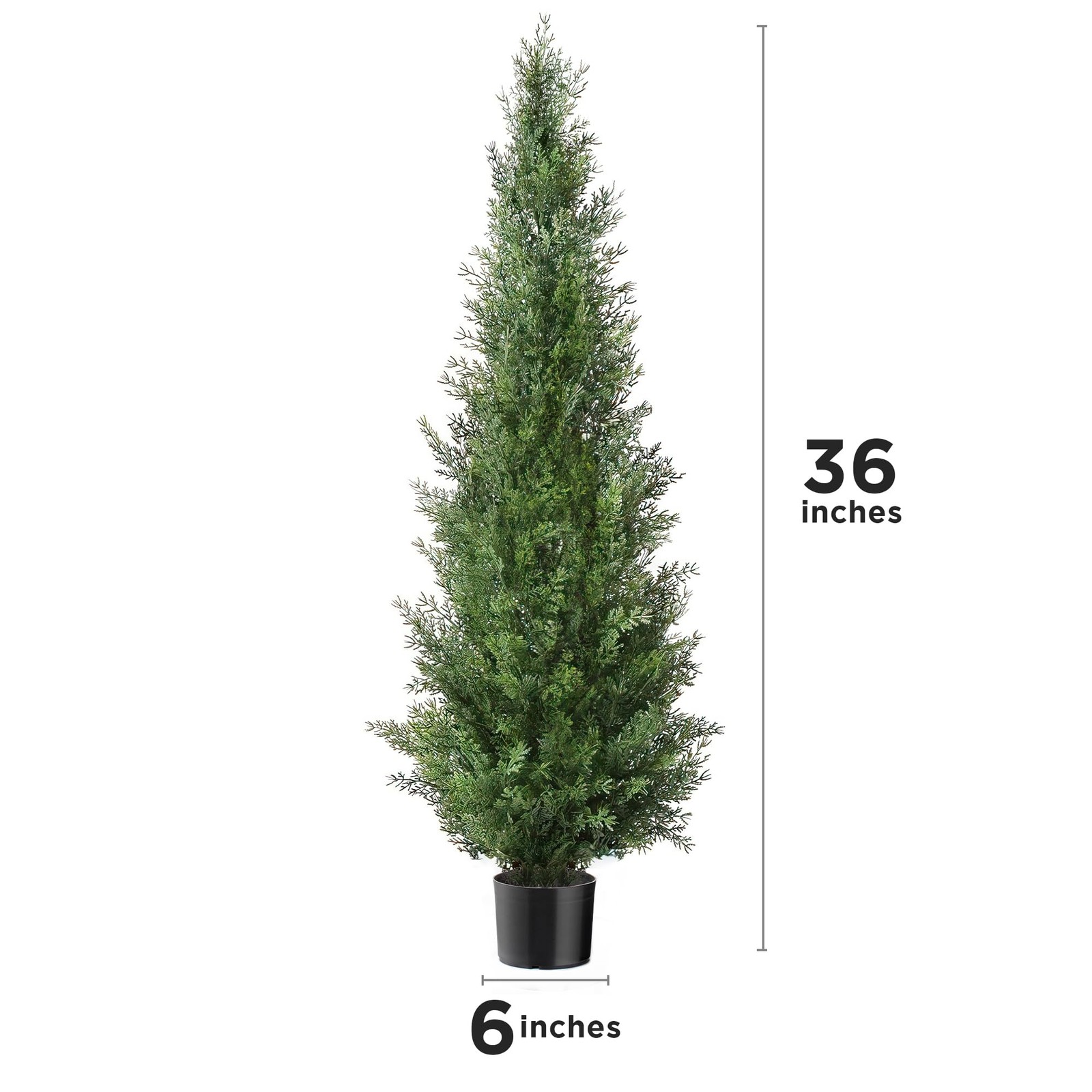 Pre-Potted 3 Feet Faux Cedar Tree, Lifelike UV Protected Front Door Decor, Po…