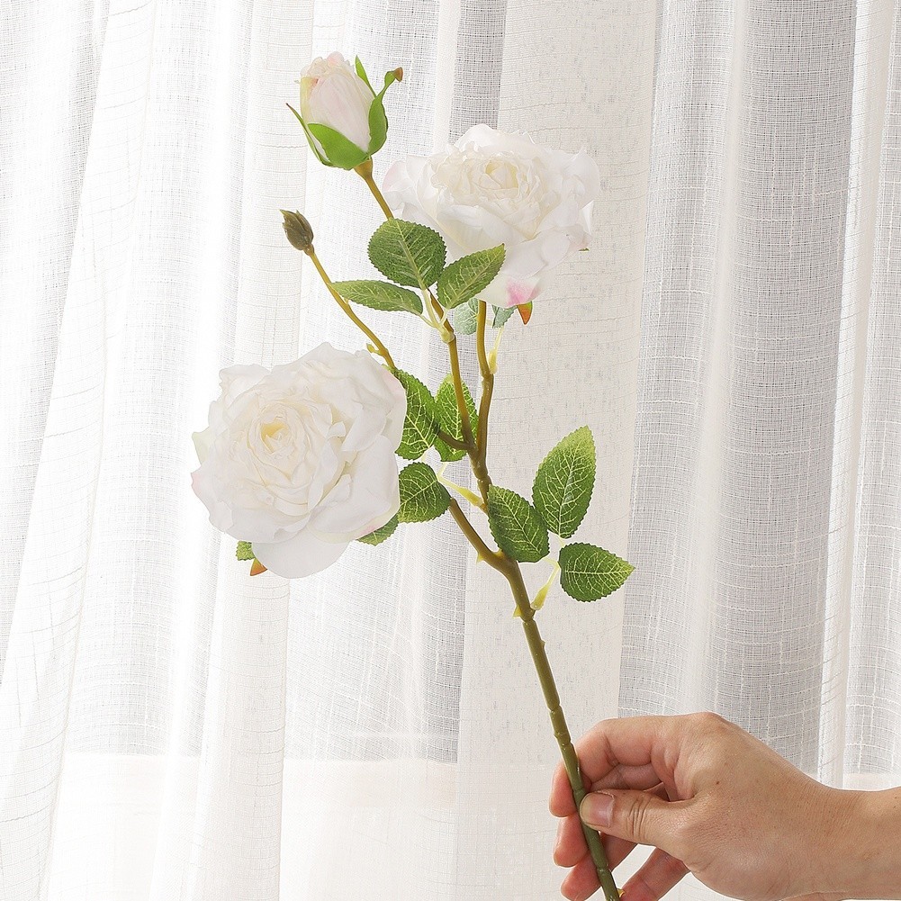 Burnt Edge Artificial Roses 5 Pack 20.5 in Silk Floral Stems Pink White Red