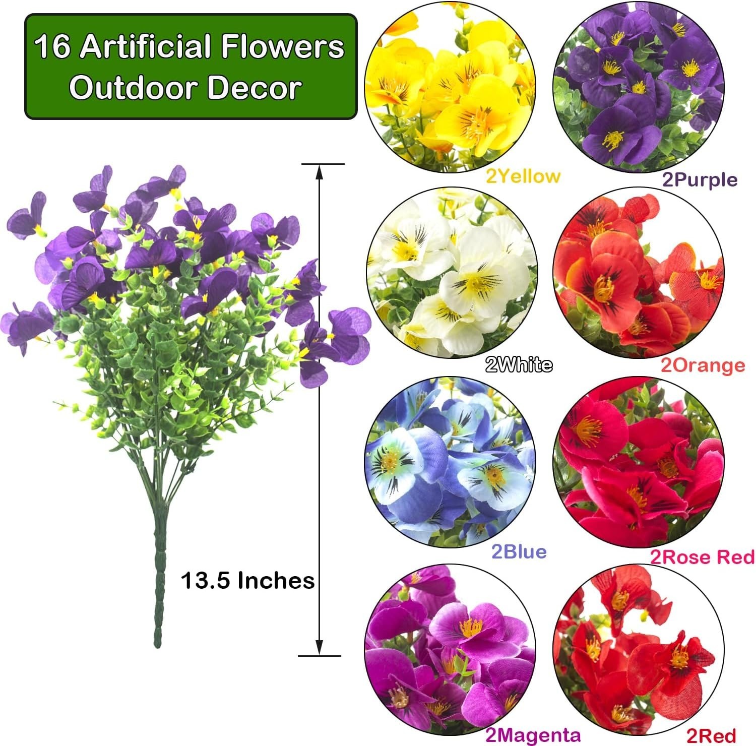Versatile 16-Piece Artificial Silk Flower Set for Instant Garden Elegance