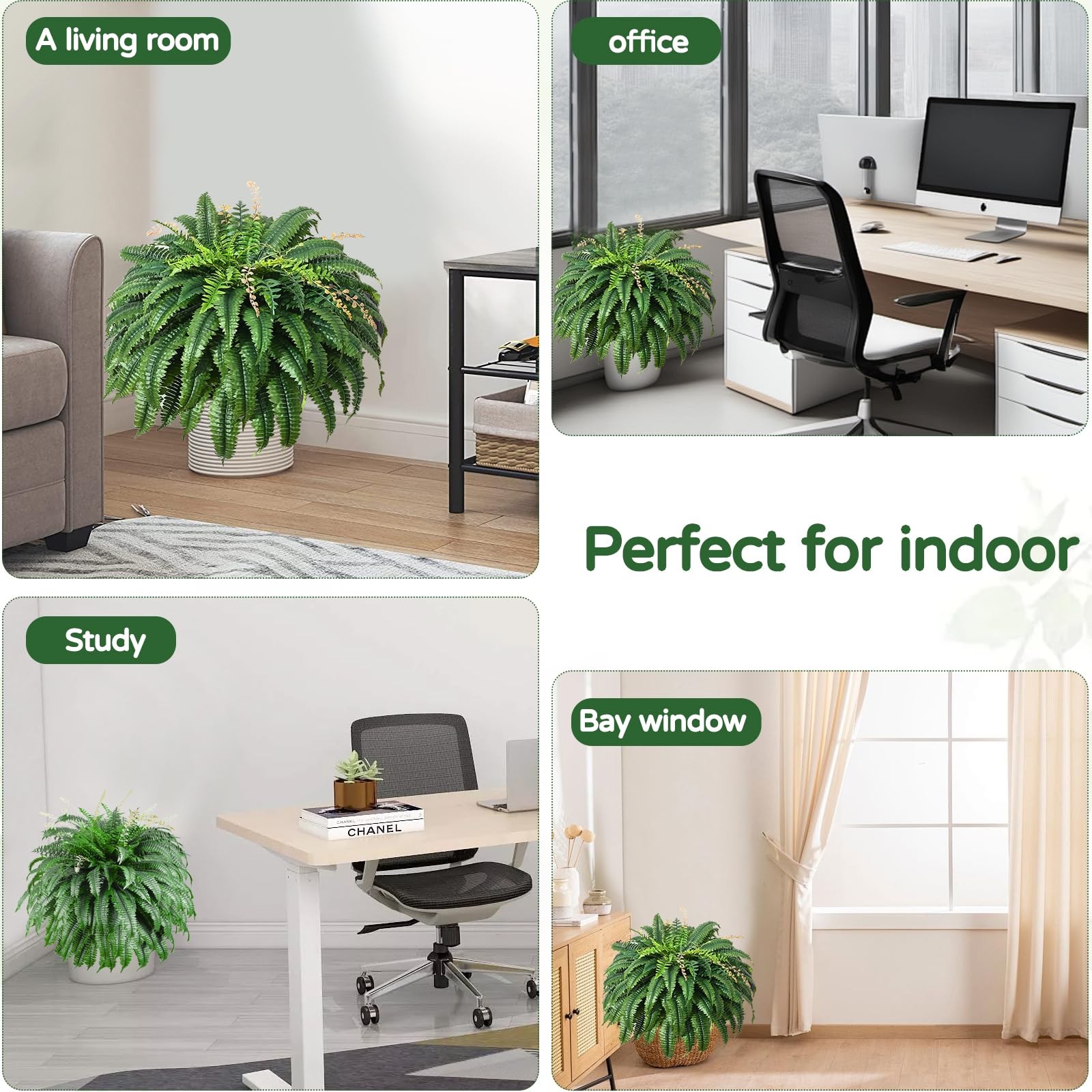 49” Artificial Ferns for Outdoors Planter, 128 Leaves per Fern, Set of 2, Lar…