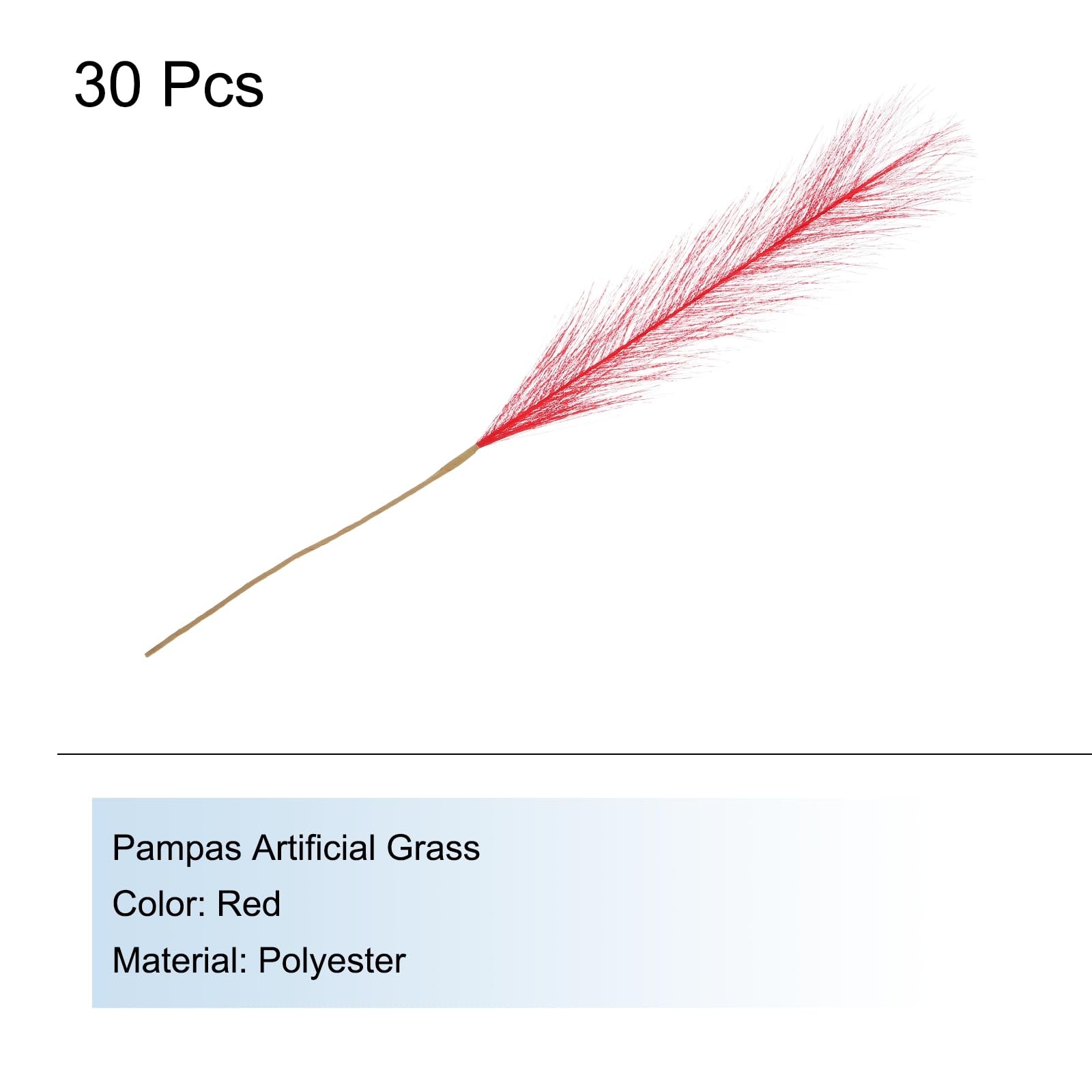 21 Inch Fluffy Faux Fake Pampas Grass Decor Tall Artificial Branch Red 30 PCS