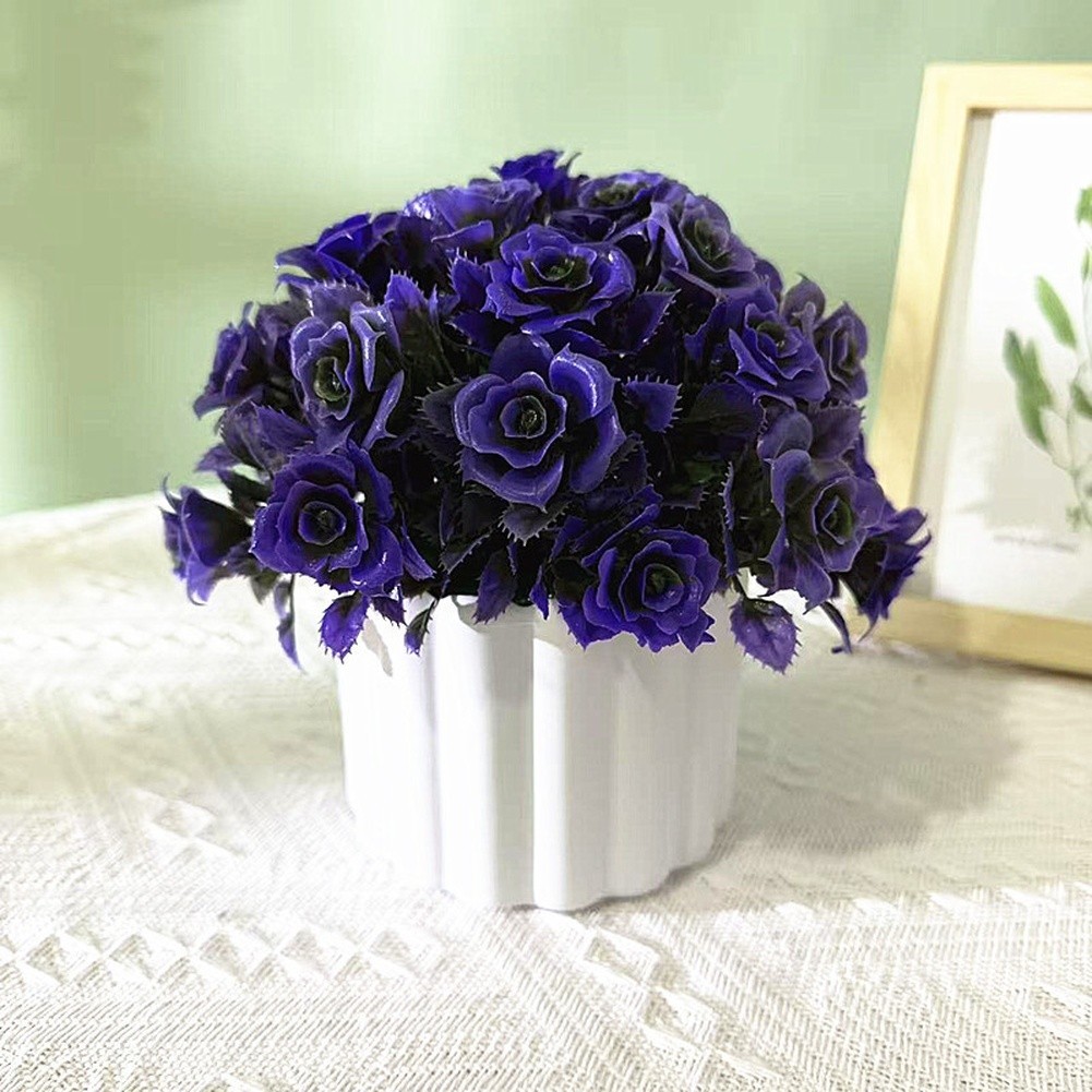 Artificial Bonsai Decor Plastic Rose Blossoms for Tabletop Desk Styling