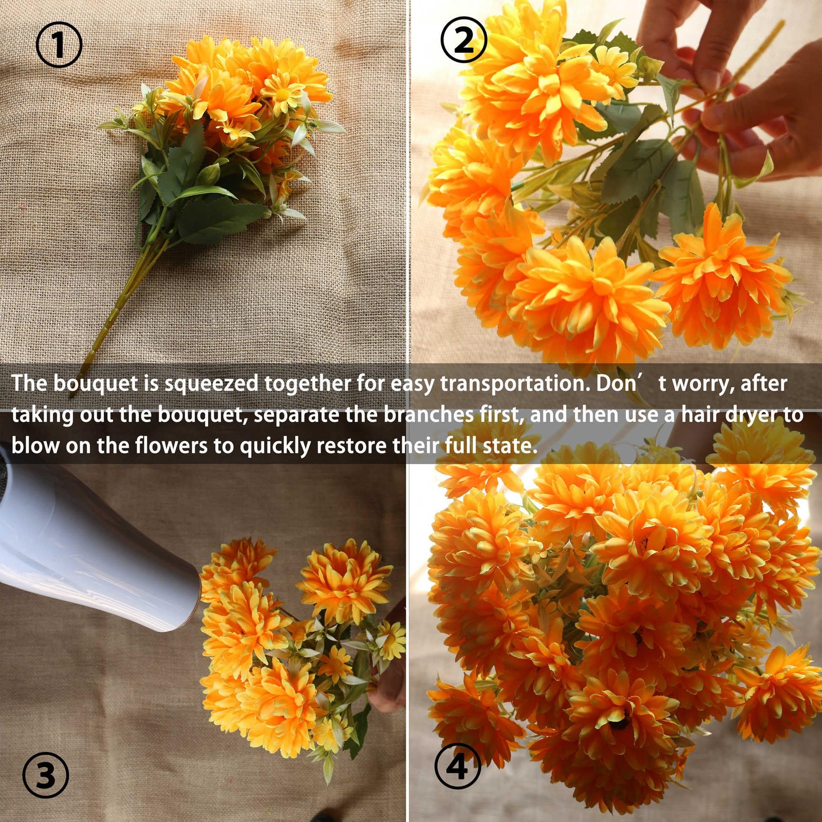 Artificial Fall Flowers for Outdoors Faux Mums Burnt Orange Yellow Marigold O…