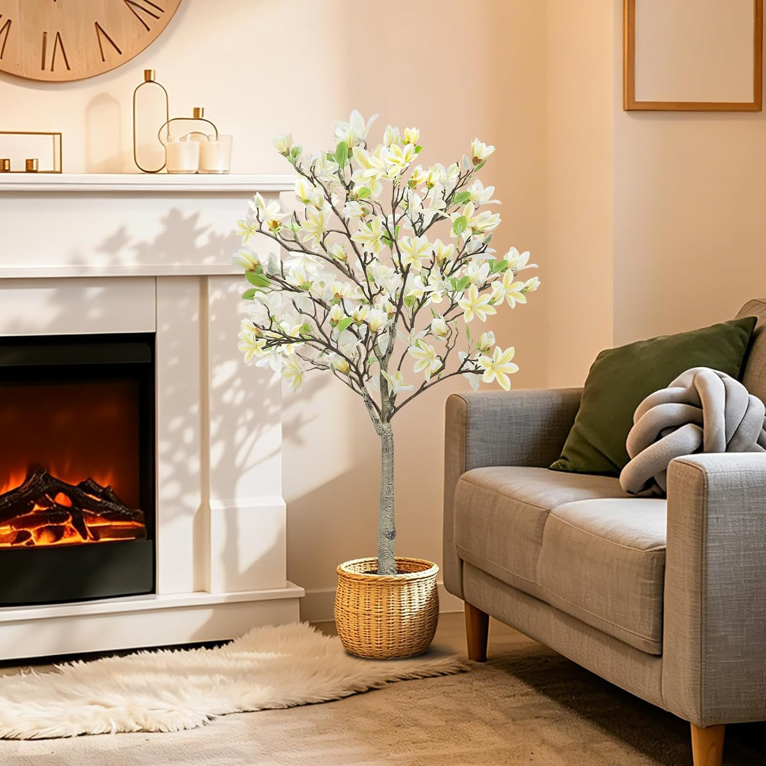 4FT Faux Magnolia Tree – Realistic Indoor/Outdoor Plant for Home Decor