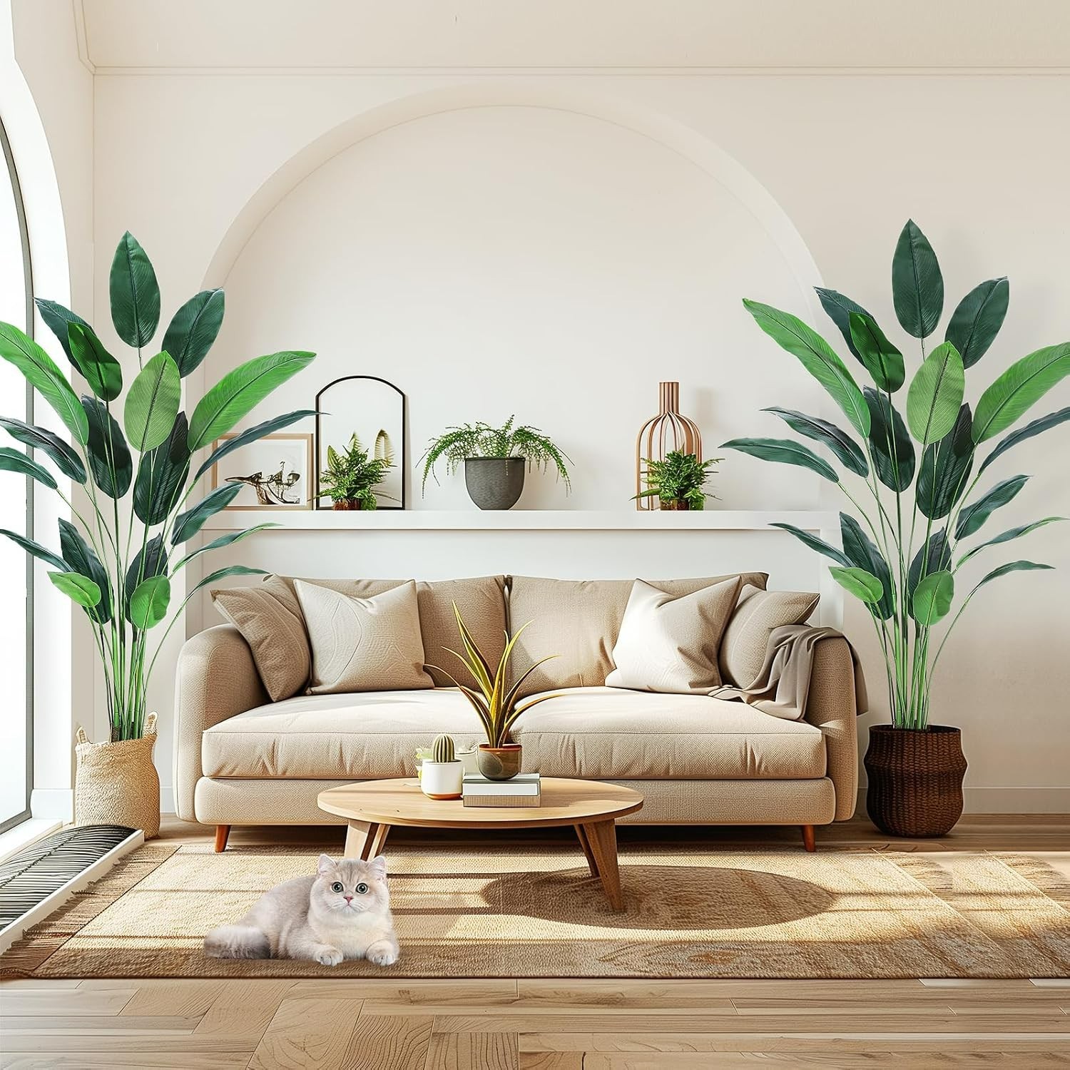 Artificial Bird of Paradise Plant 7 ft(84 in) Fake Palm Tree for Indoor Outdoor