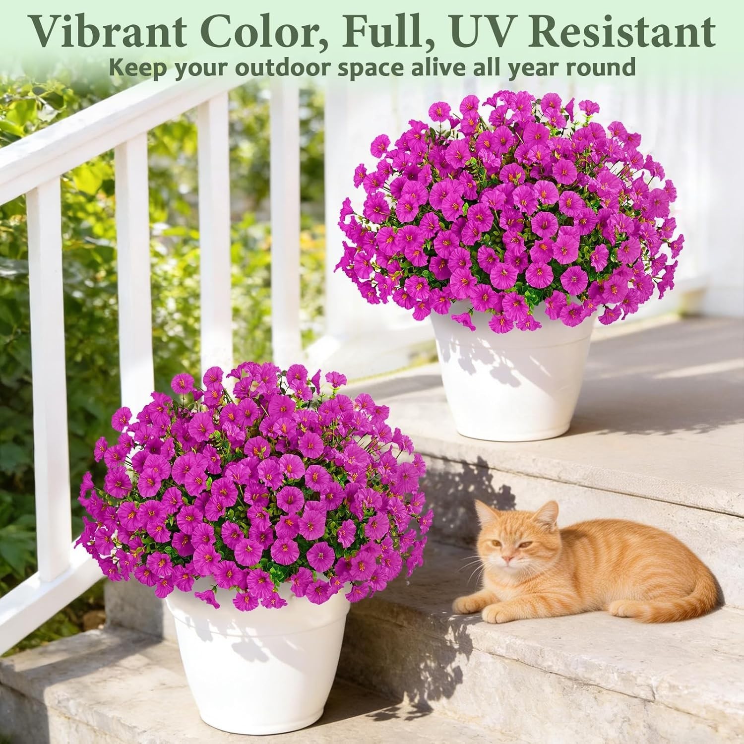 Artificial Flowers for Outdoors, 26 Bundles Fake Outdoor Flowers, UV Resistan…