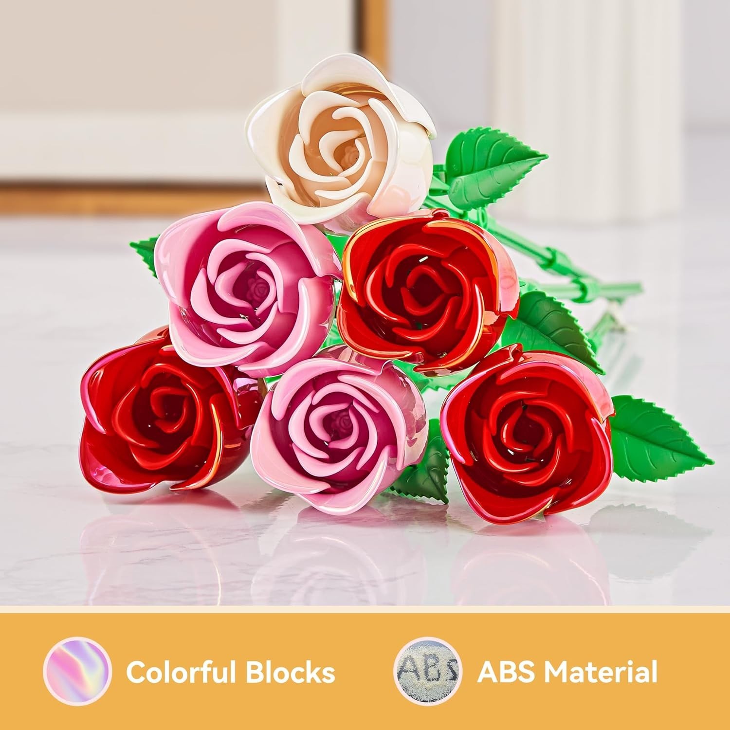 Versatile 174-Piece Rose Building Set with Adjustable Stems – Creativity Awaits!