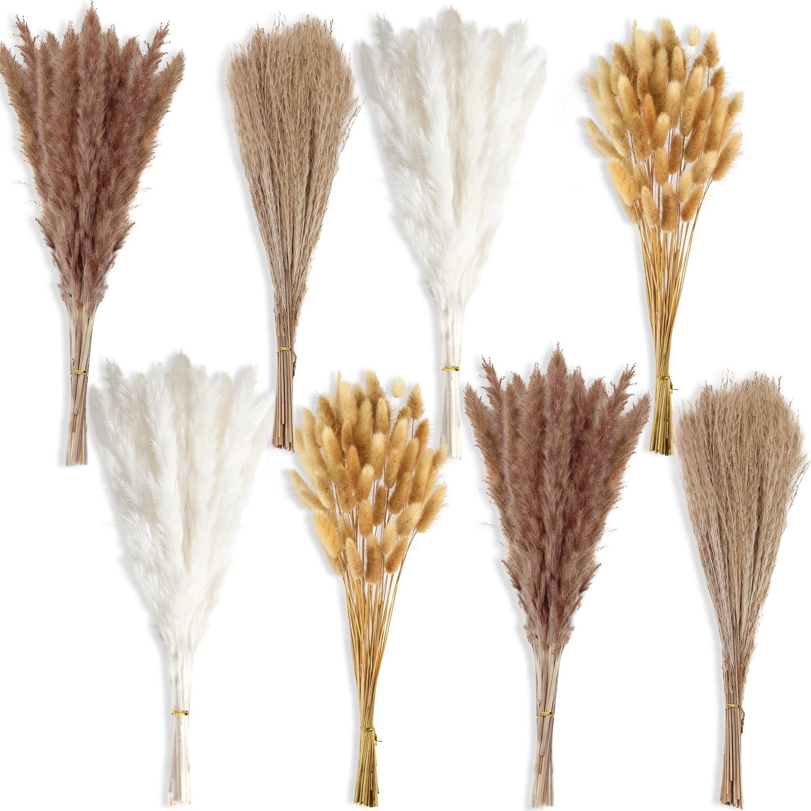 200 PCS Small Boho Pampas Grass, 17″ Naturally Dried Pompas, Pampas Grass Dec…