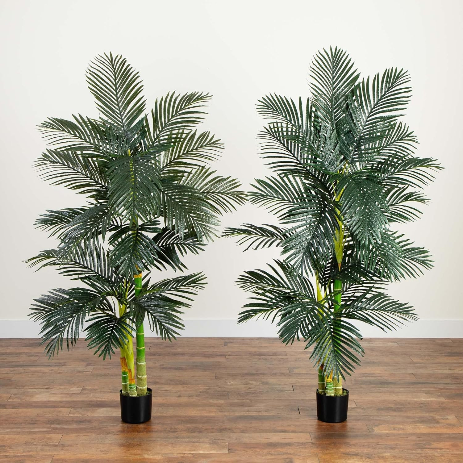 6-FT Artificial Golden Cane Palm Tree Set of 2 Fake Palm Trees with Three Realis