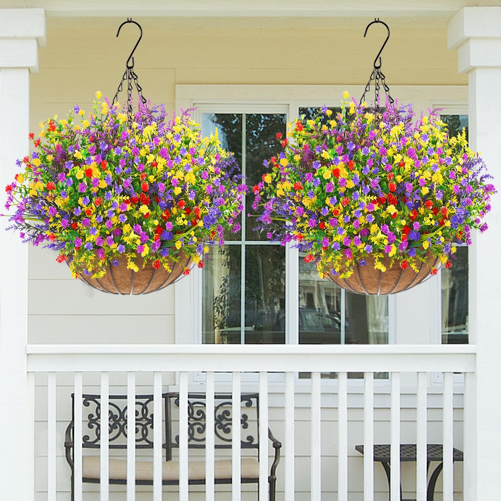 Artificial Flowers for Outdoors UV Resistant, 9 Bundles Porch Garden Decoration