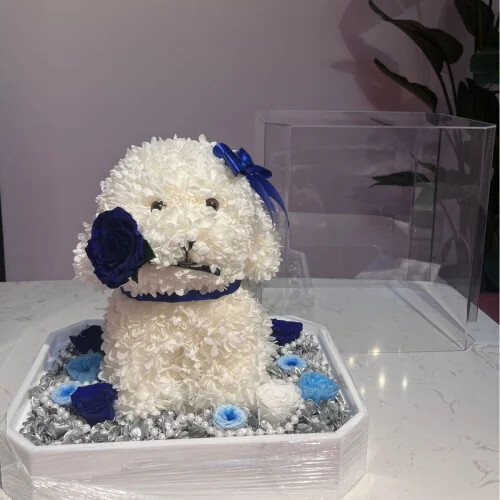 Real Embroidered Eternal Flower Dog Teddy Ball Ornament – Valentine’s & Birthday