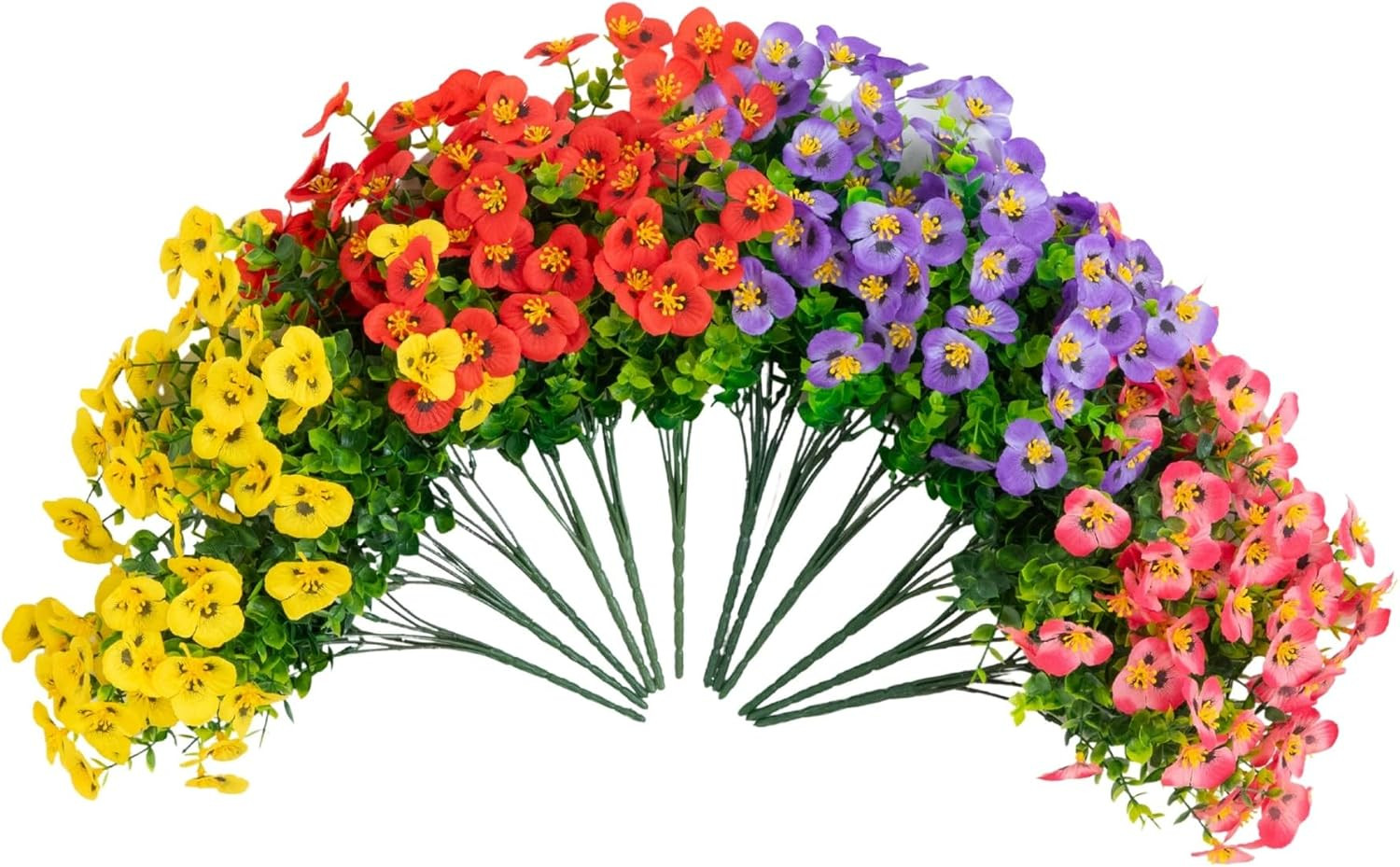 13In. UV Resistant Artificial Pansy Bush (Indoor/Outdoor) – Set of 12
